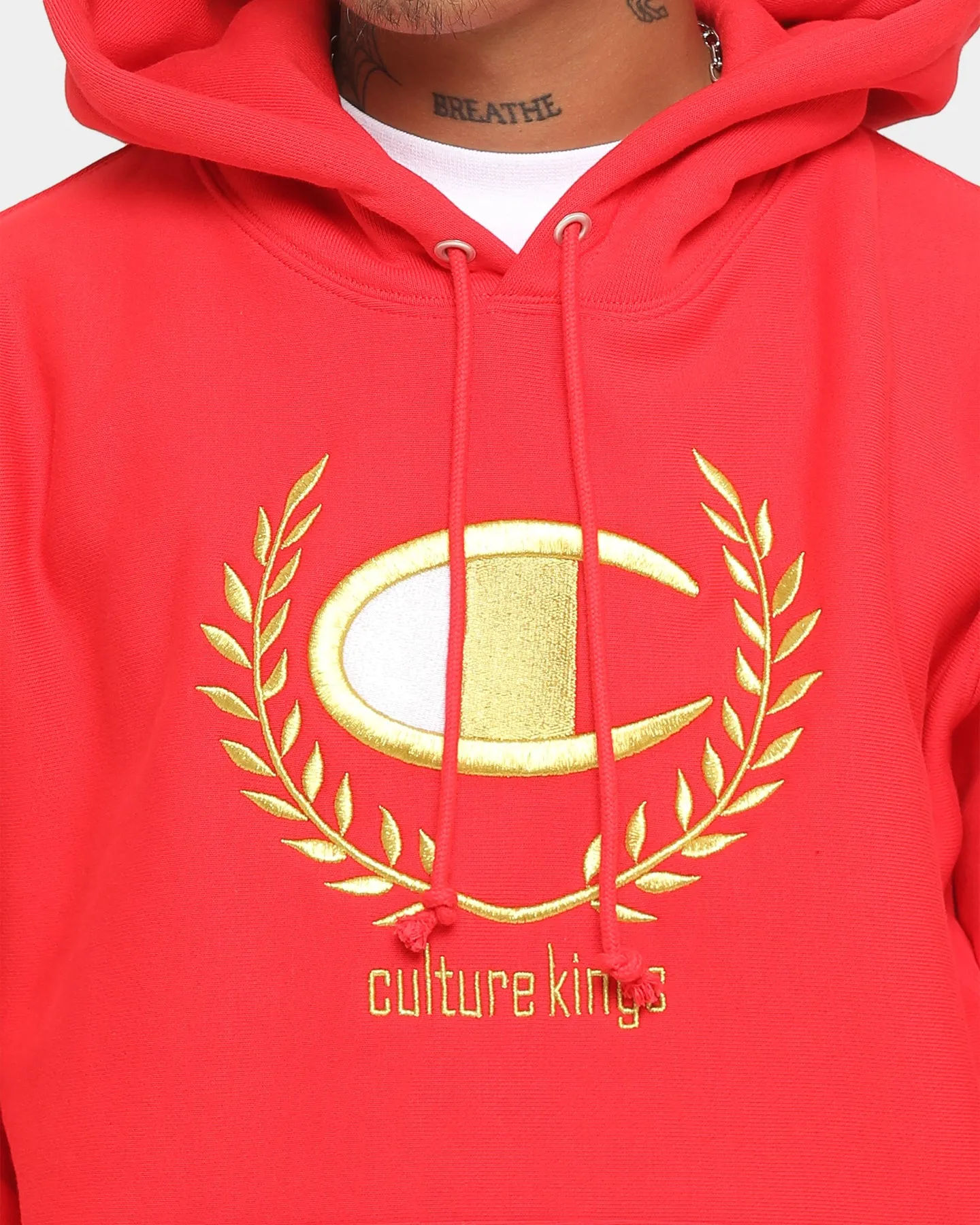 Champion Champion x Culture Kings Rev Weave Hoodie Red/Gold Layered Comfort