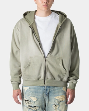Adaptive Layering System MNML Faded Basic Zip Up Hoodie Washed Olive