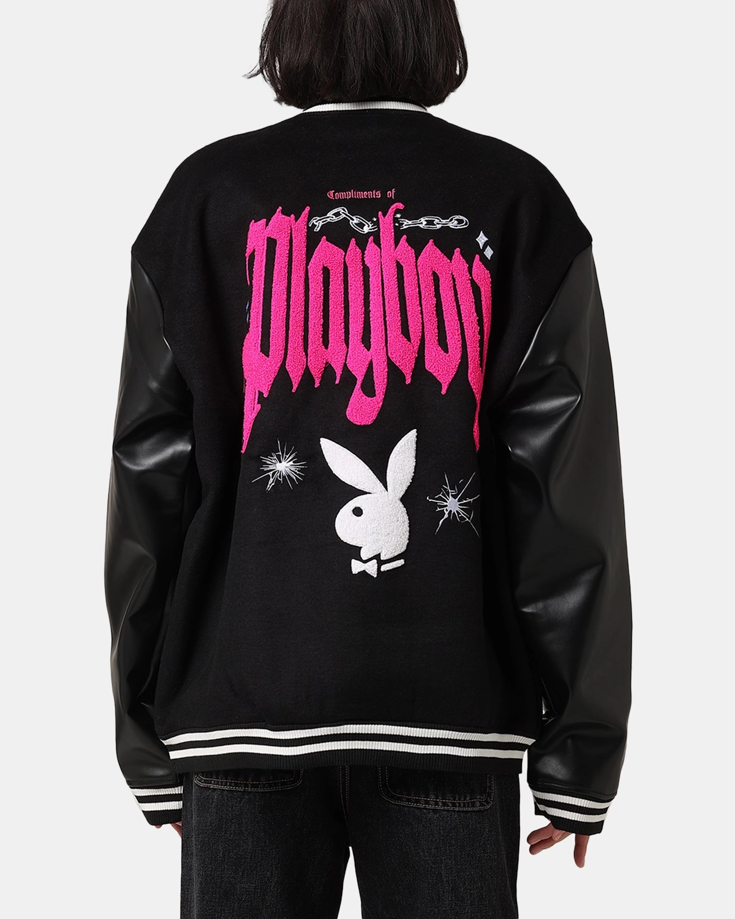 Playboy Card Jacket Black Ribbed Cuffs