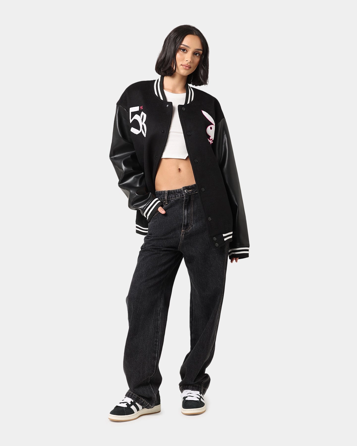 Playboy Card Jacket Black popular among teenagers