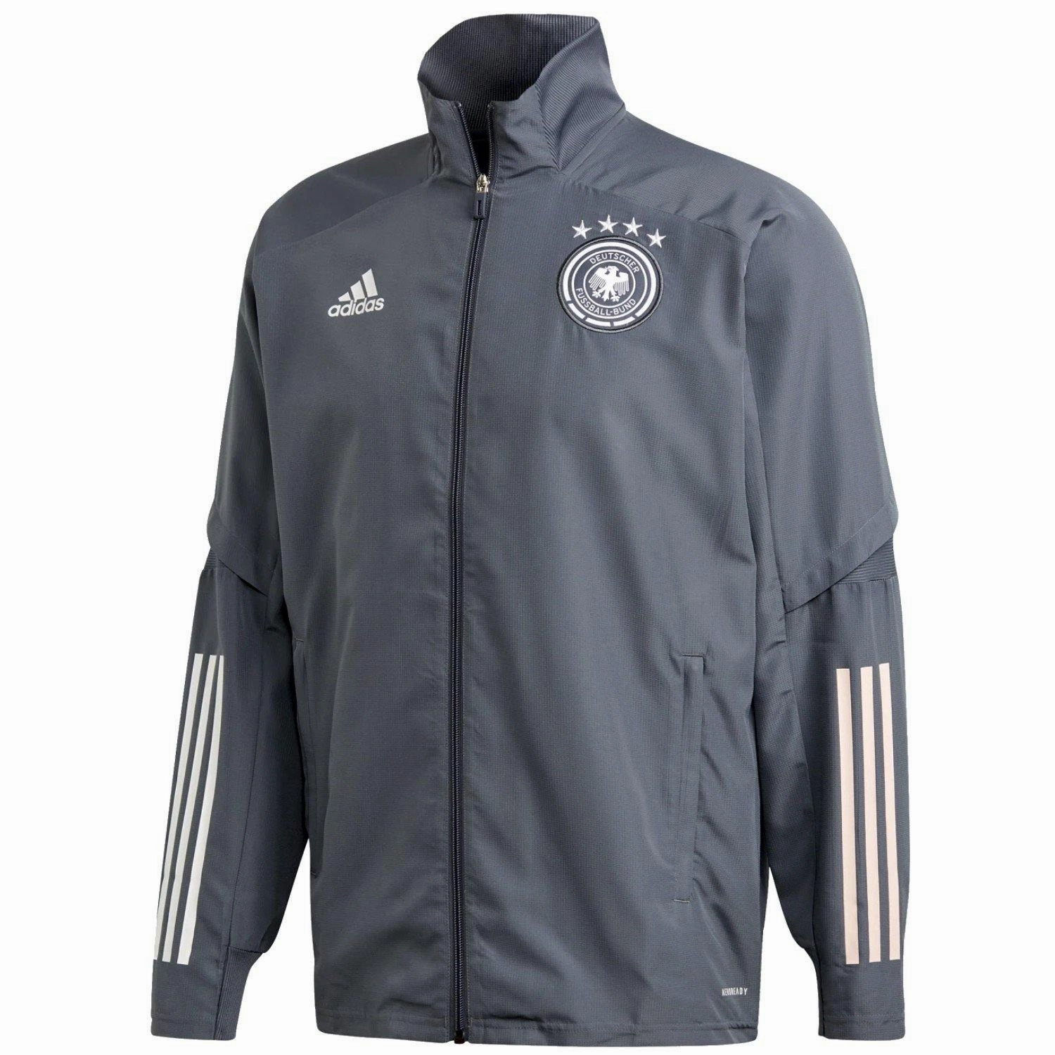 Germany grey presentation Soccer tracksuit 2020/21 - Adidas Hooded Design Thermal Regulation Technology