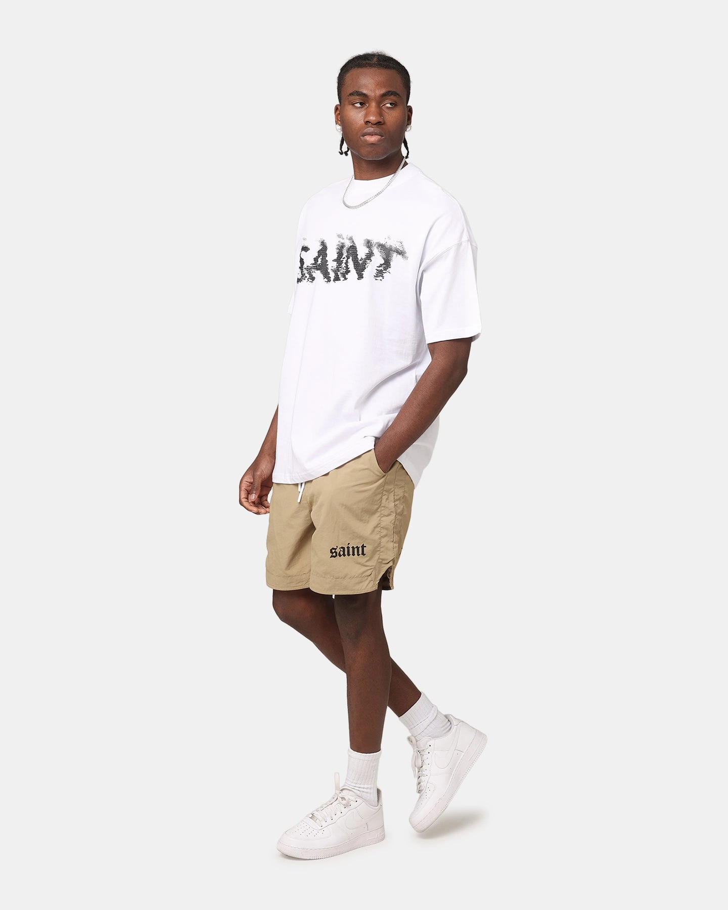 Saint Morta Gothic Nylon Shorts Tan Fitness Ready artisanal quality