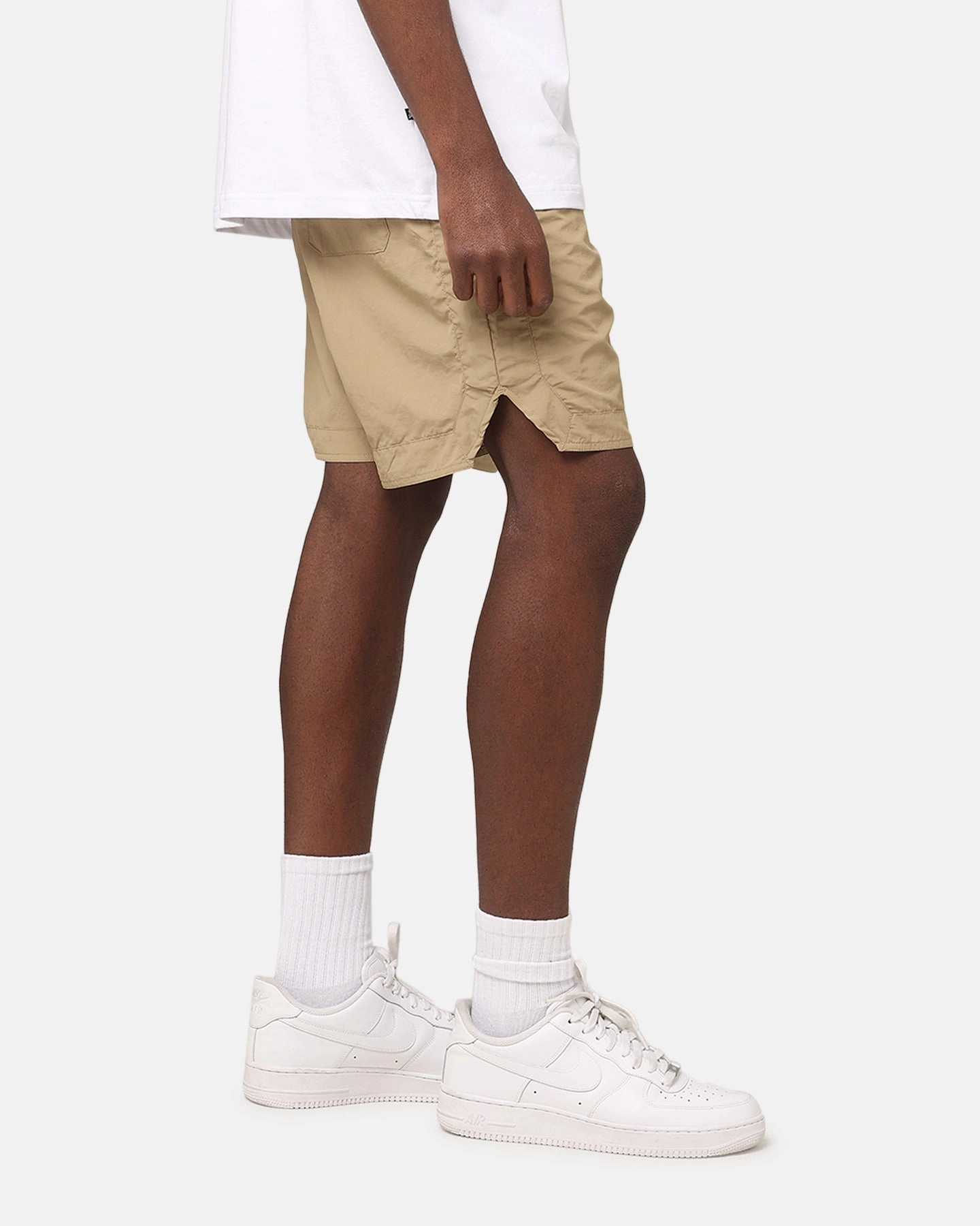 Saint Morta Gothic Nylon Shorts Tan Ergonomic Panel Design