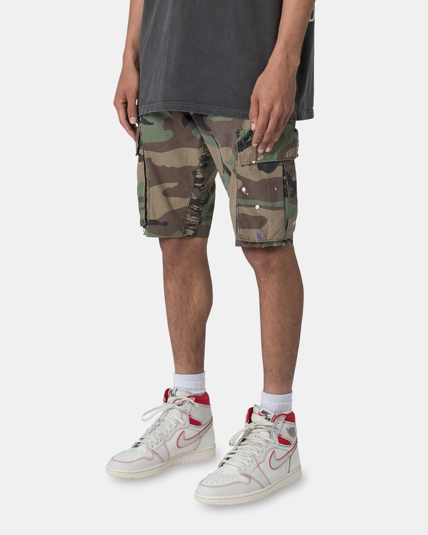beach volleyball gear MNML Panelled Cargo Shorts Camo