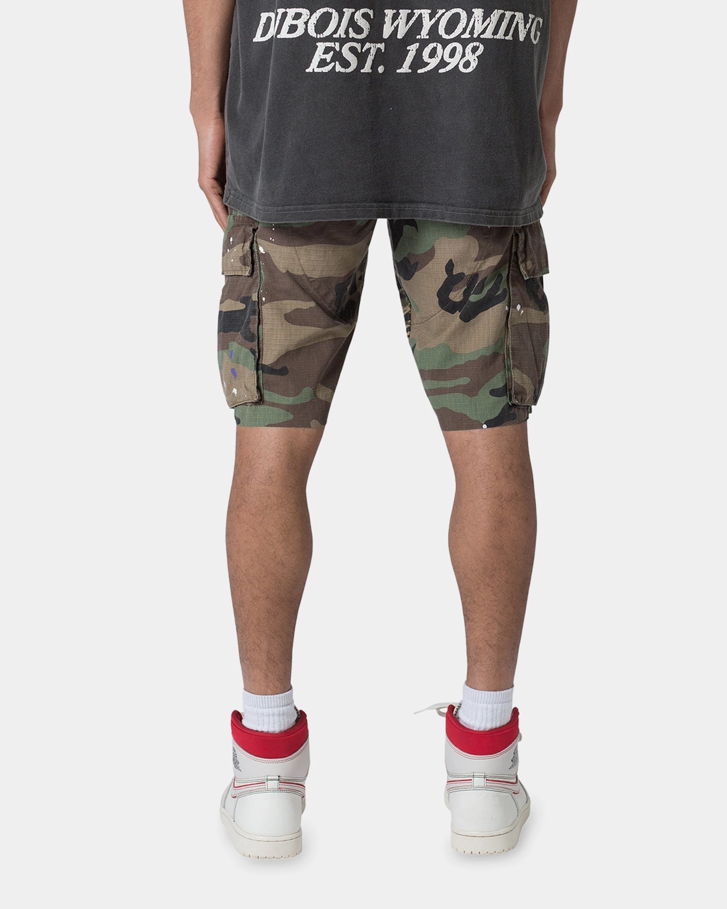 MNML Panelled Cargo Shorts Camo Eco Friendly Dye
