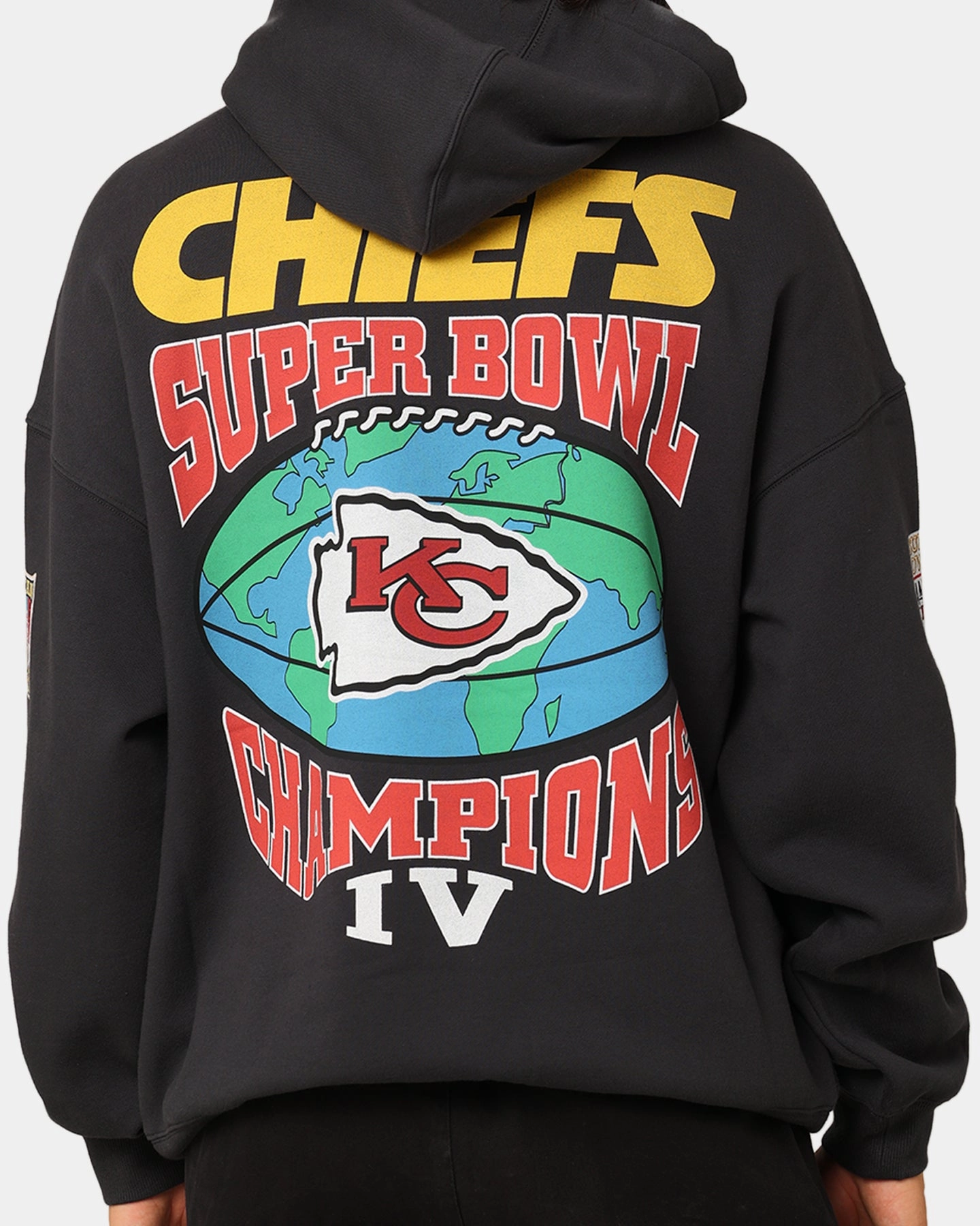 Reinforced Stitching Mitchell & Ness Kansas City Chiefs Super Bowl World Hoodie Faded Black