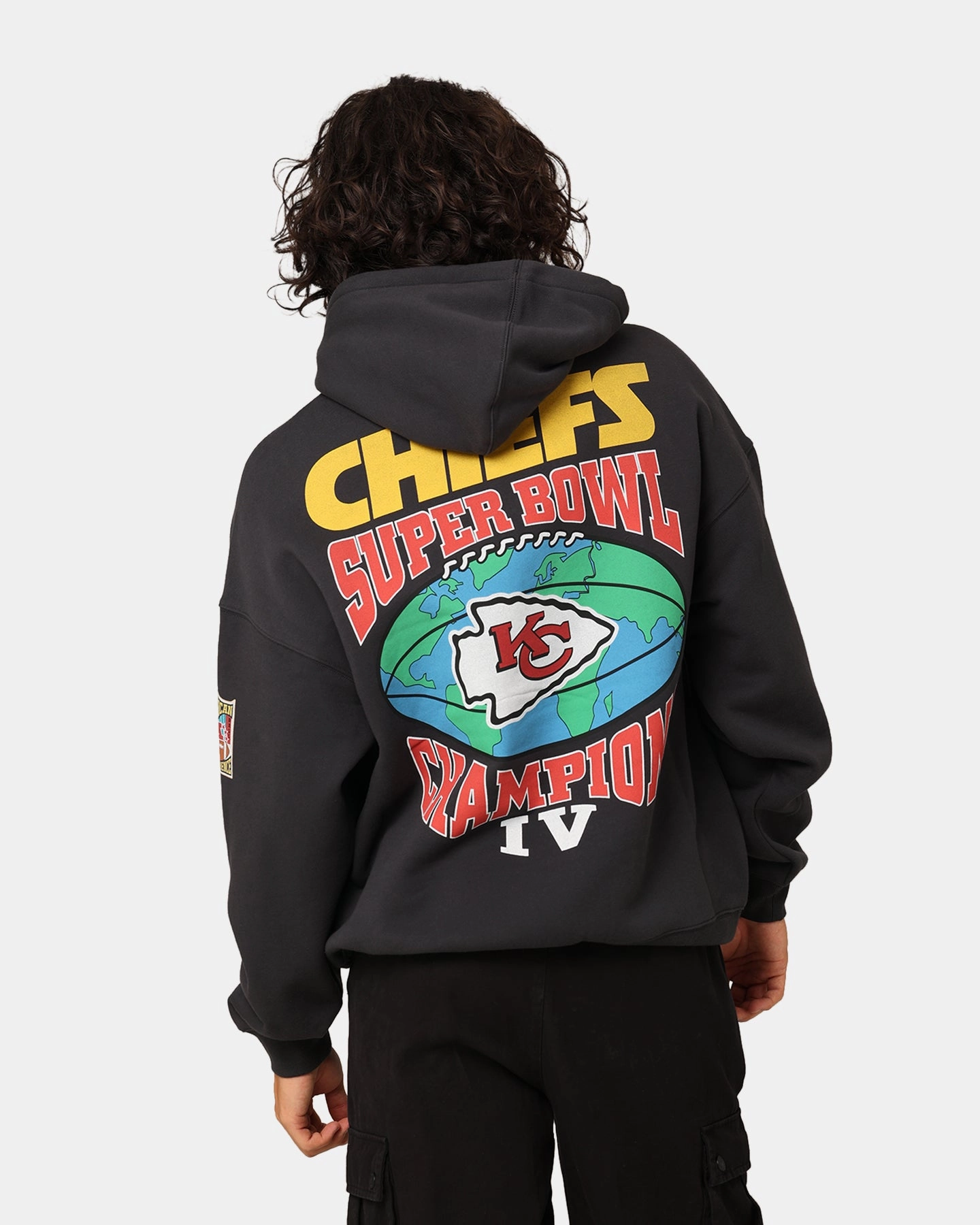 Mitchell & Ness Kansas City Chiefs Super Bowl World Hoodie Faded Black Windproof Technology mountain vacation