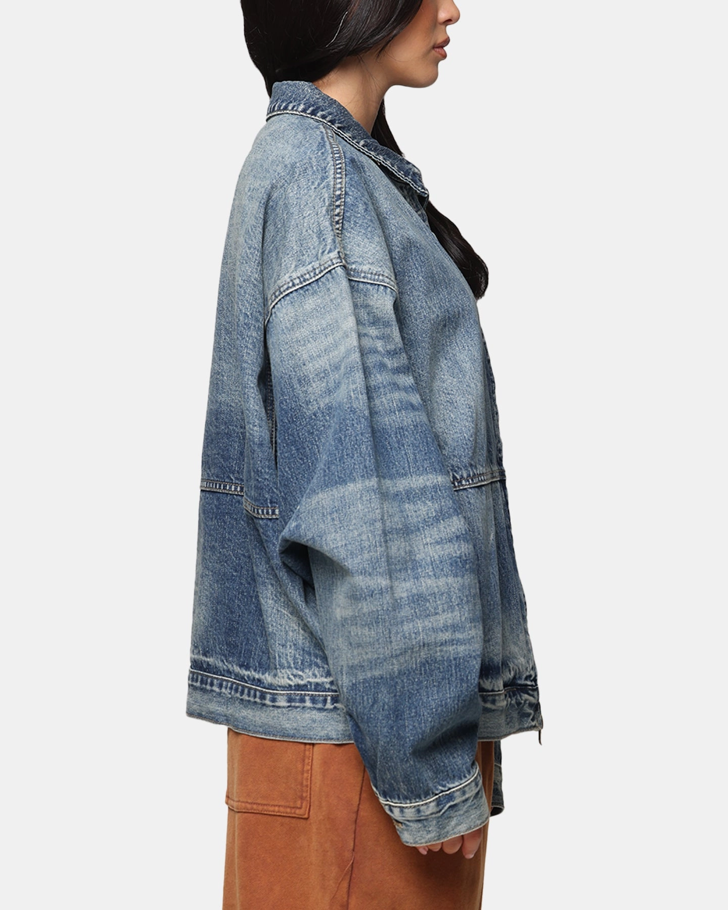 Solid-color MNML Denim Choir Coat Vintage Blue