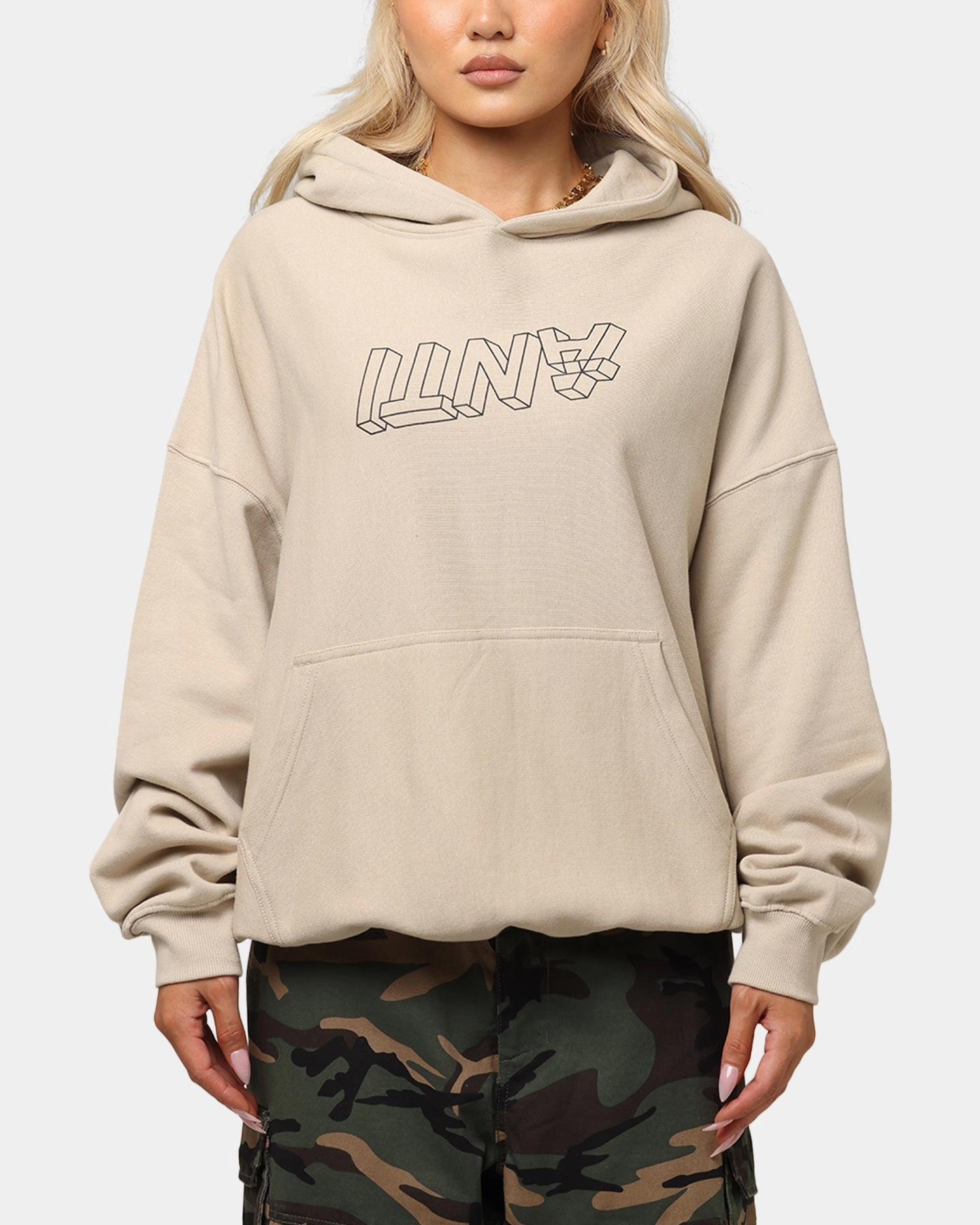 The Anti Order Dimension Boxy Hoodie Stone Modern Silhouette Hare like