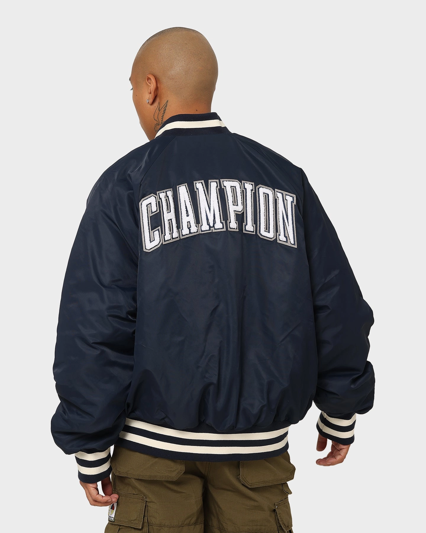 Champion Collegiate Heritage Letterman Jacket Navy History All-Season Wear