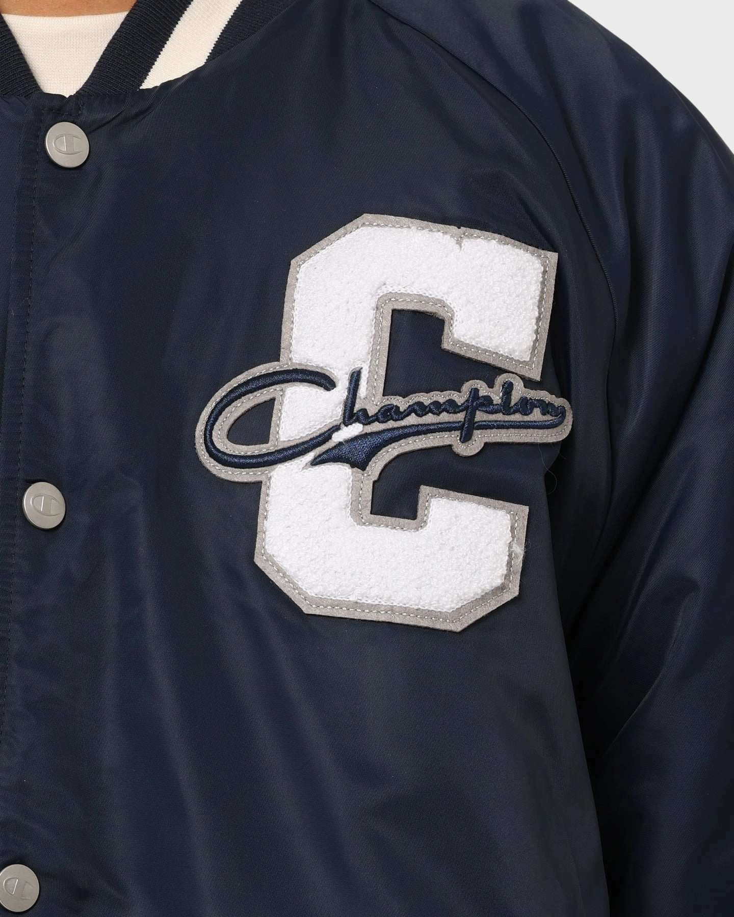 Champion Collegiate Heritage Letterman Jacket Navy Durable Outerwear