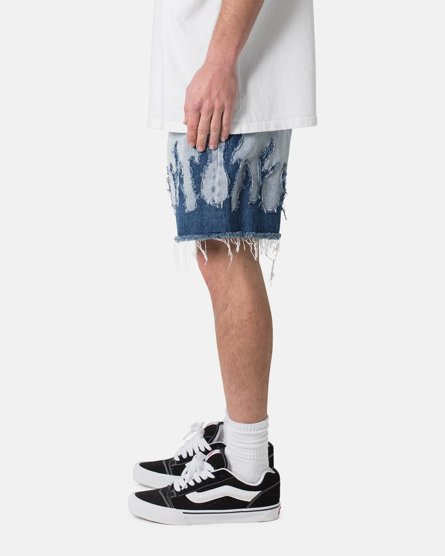 snap closure MNML Flame Denim Shorts Blue