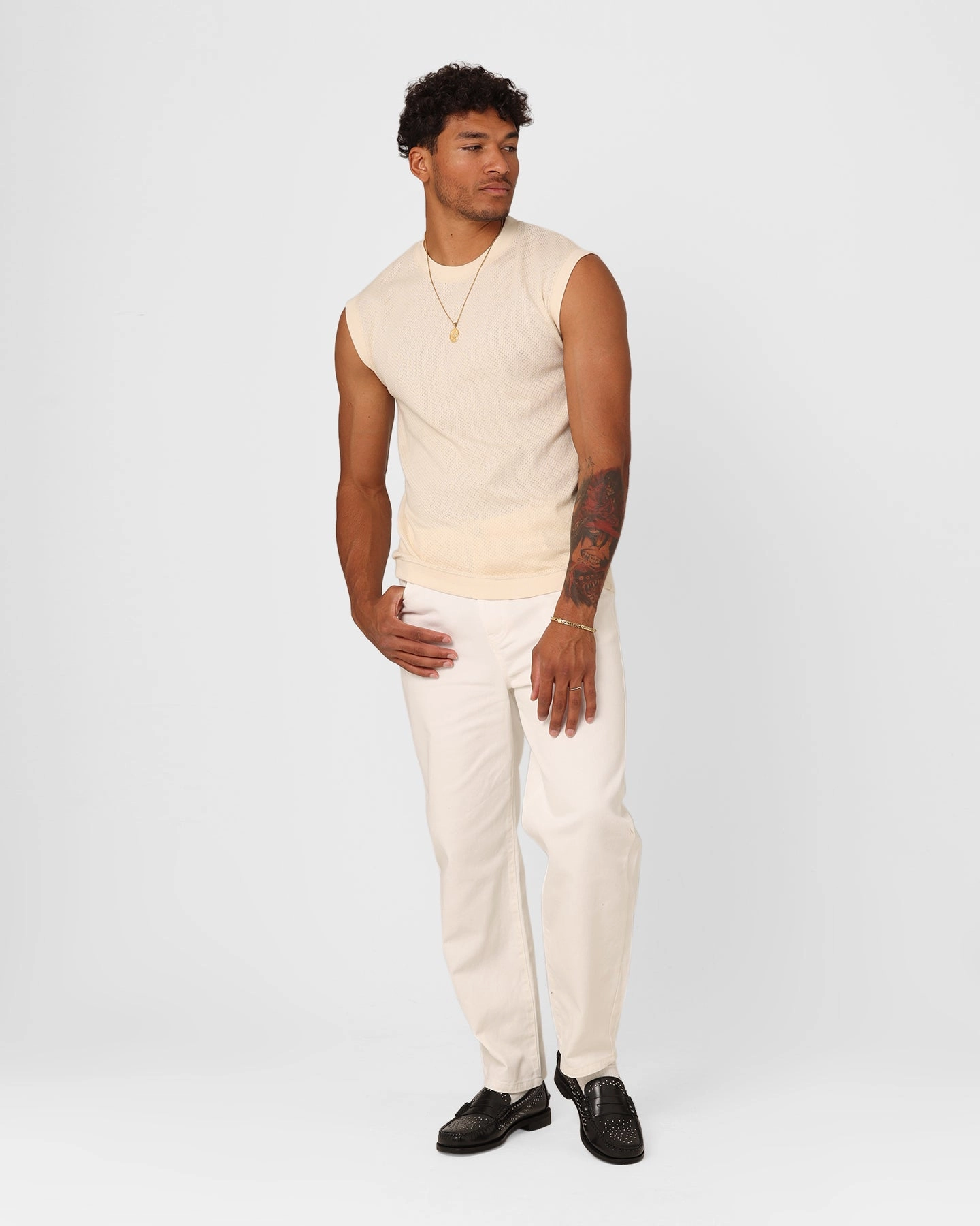 Stretchable Fabric Soft Finish XXIII Nick Muscle Singlet Cream