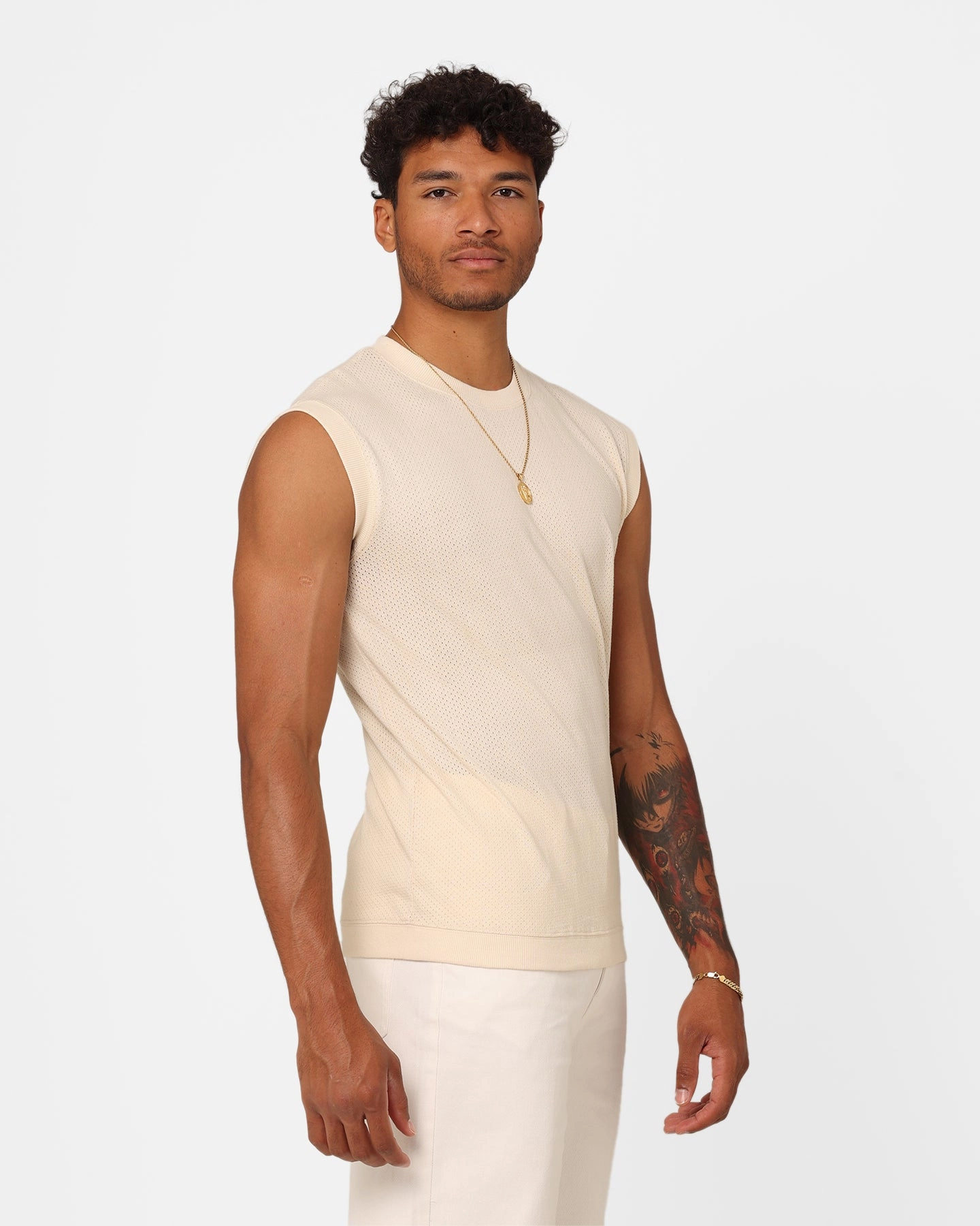 XXIII Nick Muscle Singlet Cream TexturedWeavePattern