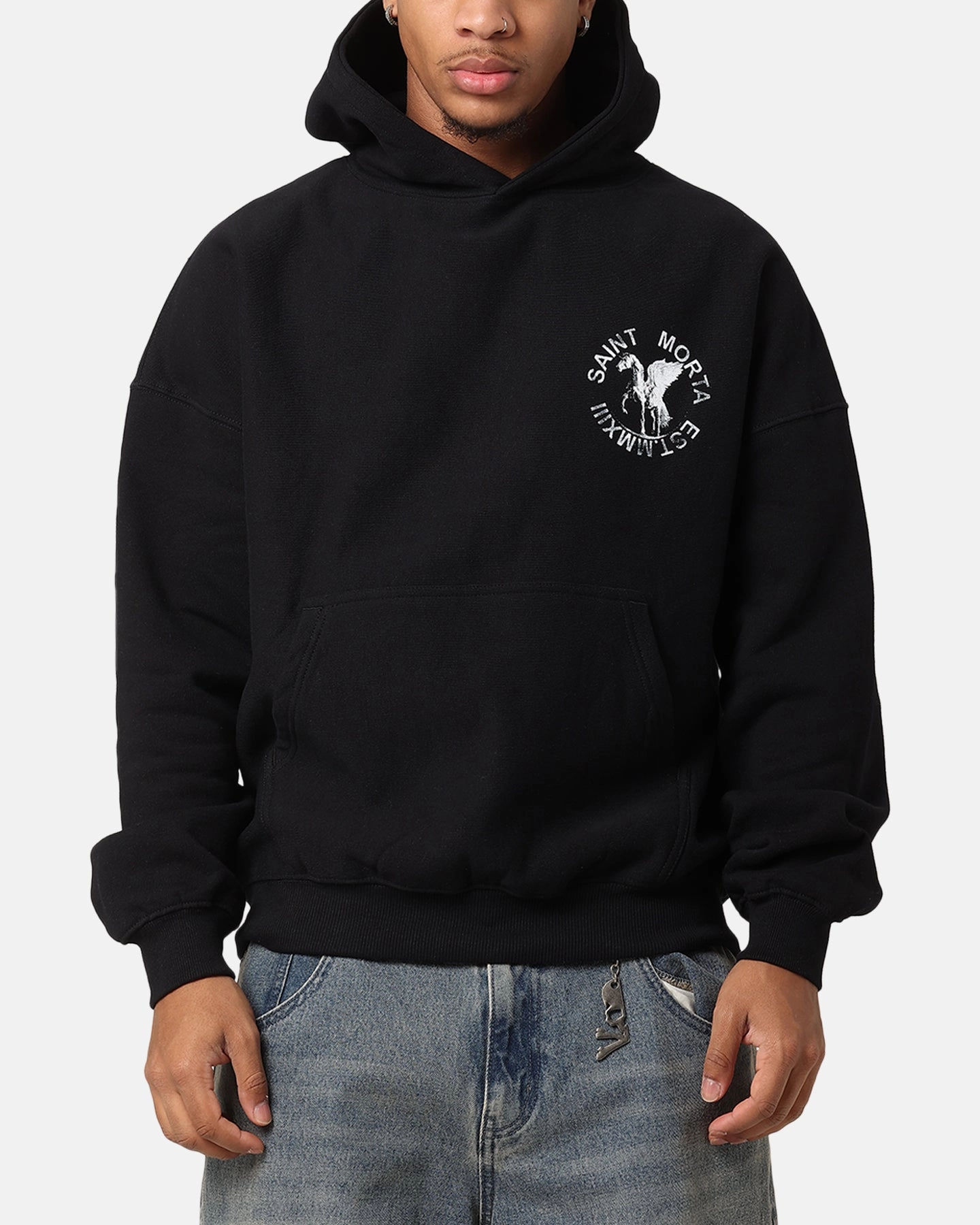 Saint Morta Pegasus Premium Hoodie Black Softshell Fabric Technology Slim Profile