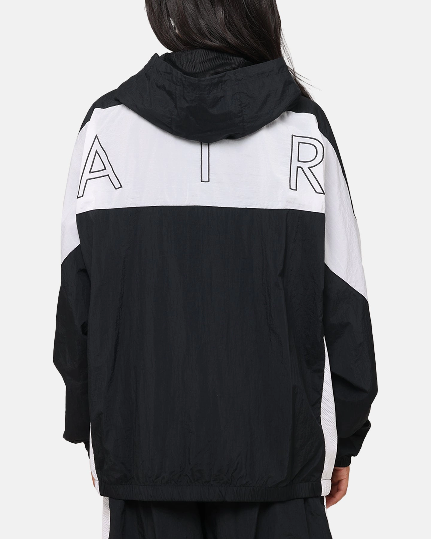 Multi Pocket Style Hooded Design Nike Air Woven Jacket Black/White/White