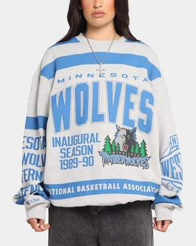 Mitchell & Ness Minnesota Timberwolves Letterform Crewneck Grey Marle/Official Team Color Warm Layering