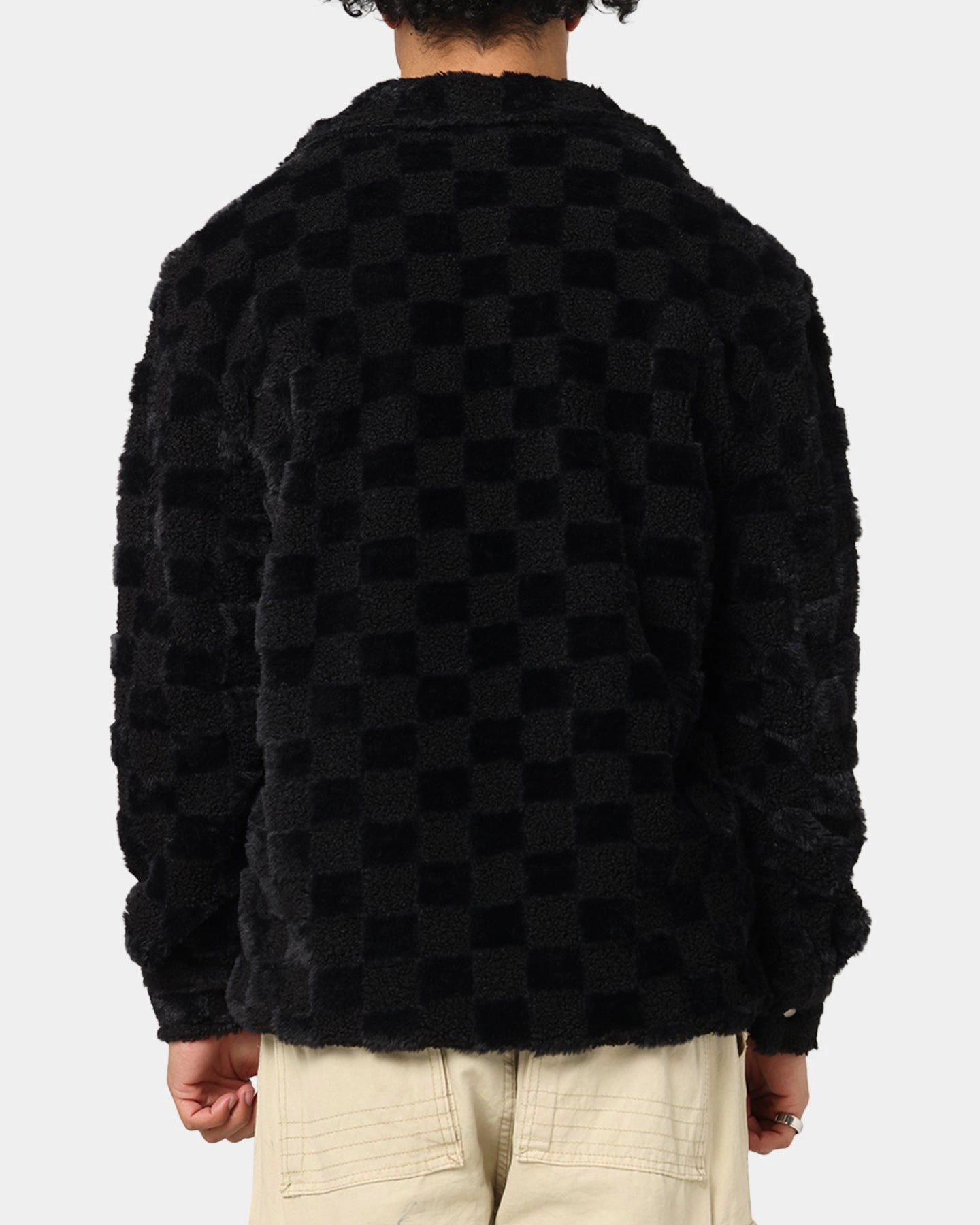 XXIII Checkerboard Fur Jacket Black Commend