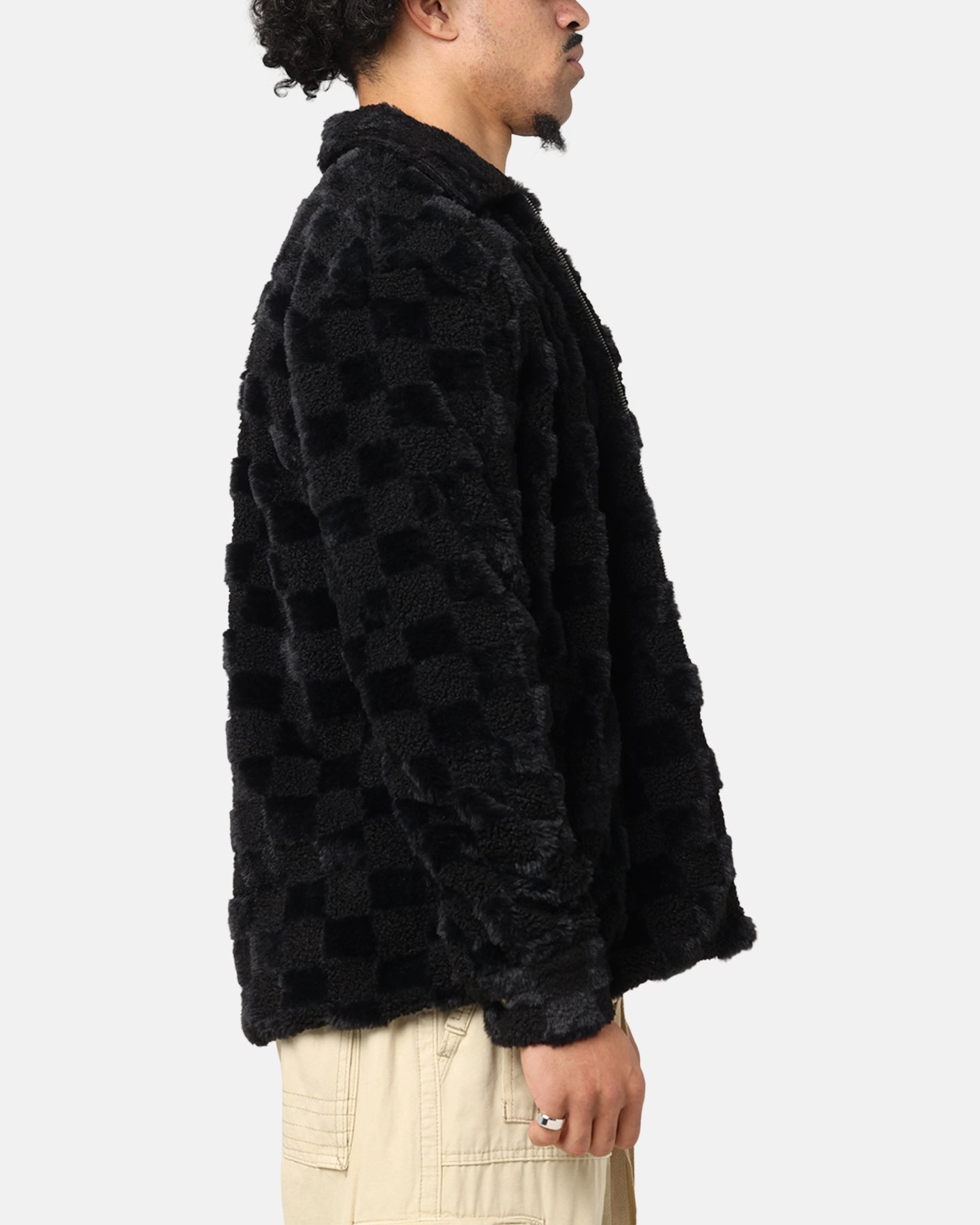 Lust XXIII Checkerboard Fur Jacket Black