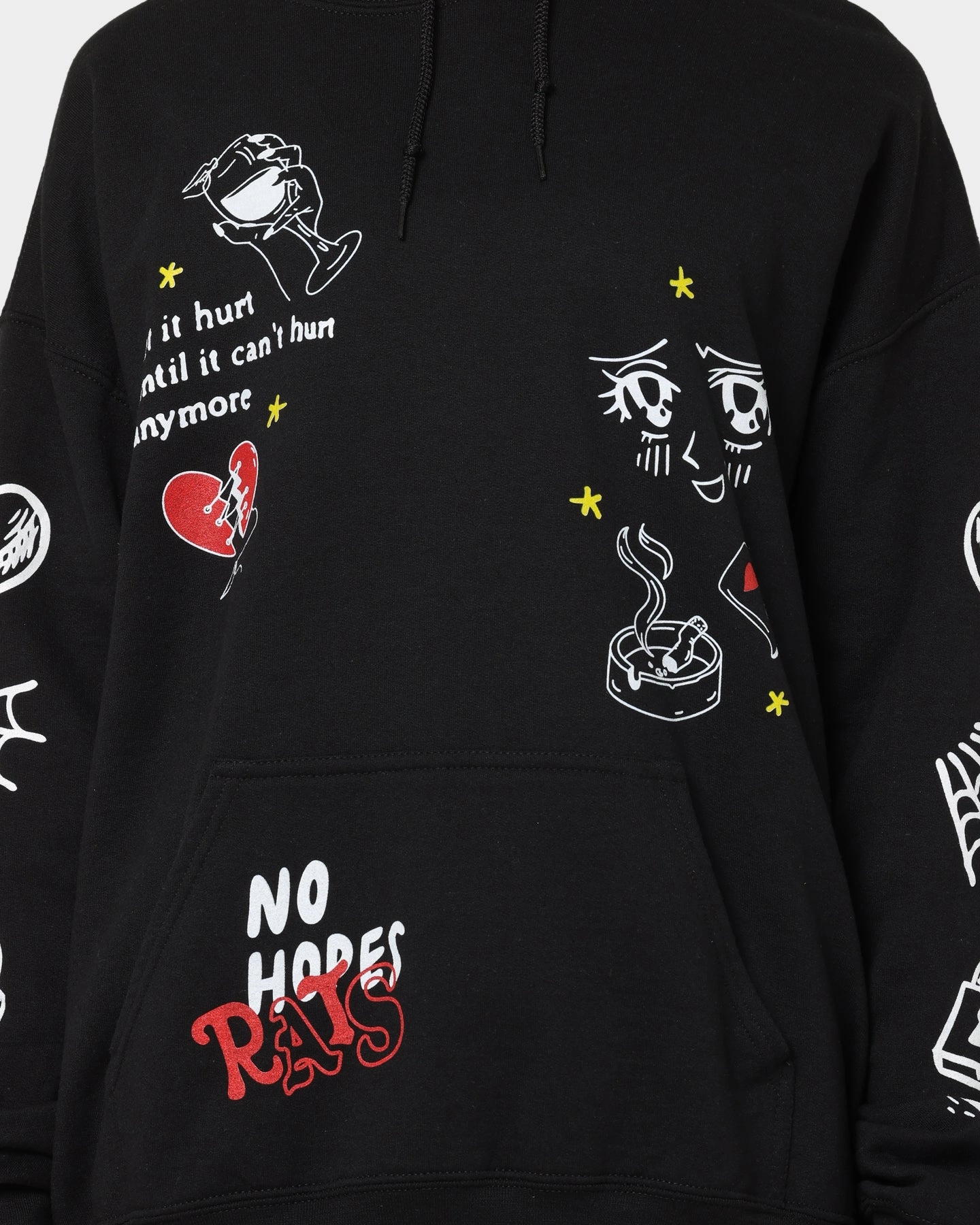 Anti Static Finish Rats Get Fat No Hope Hoodie Black
