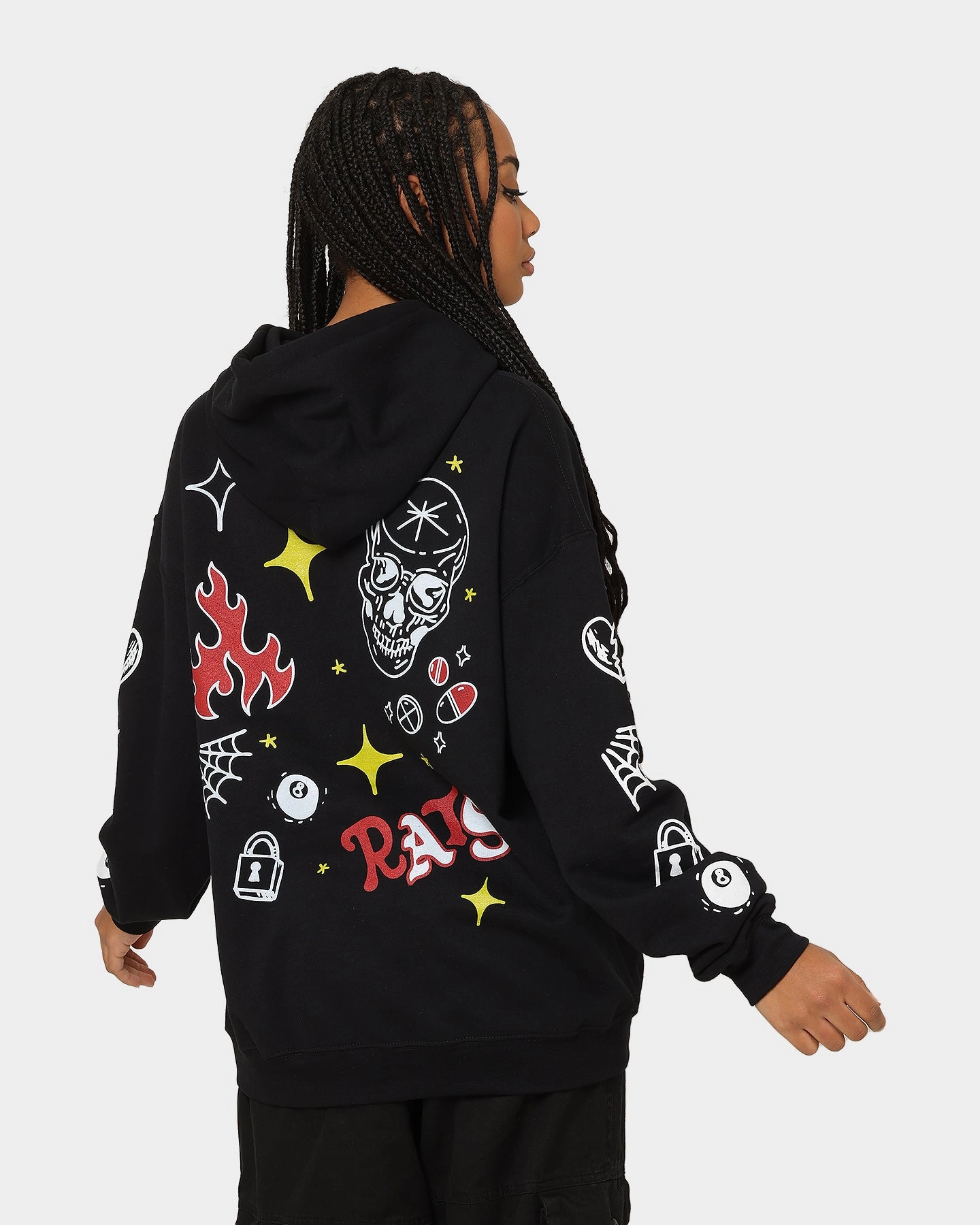 Rats Get Fat No Hope Hoodie Black upcycled design Stretch Fit