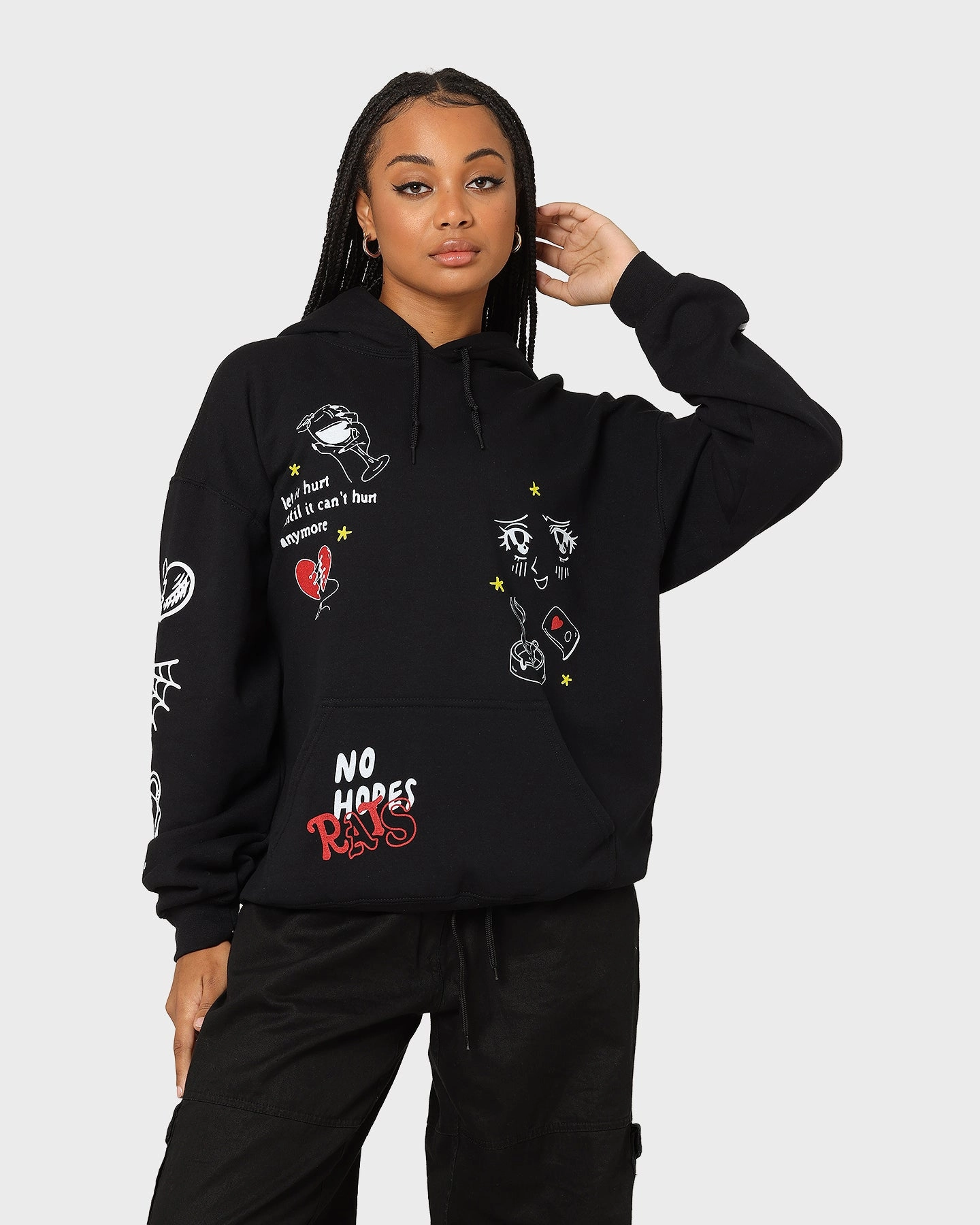 Rats Get Fat No Hope Hoodie Black Mark Heavy Duty Hardware