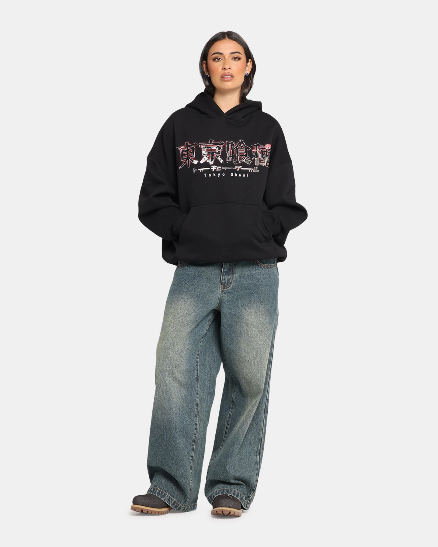 Goat Crew X Tokyo Ghoul Kaneki Premium Hoodie Black Four Way Stretch Material