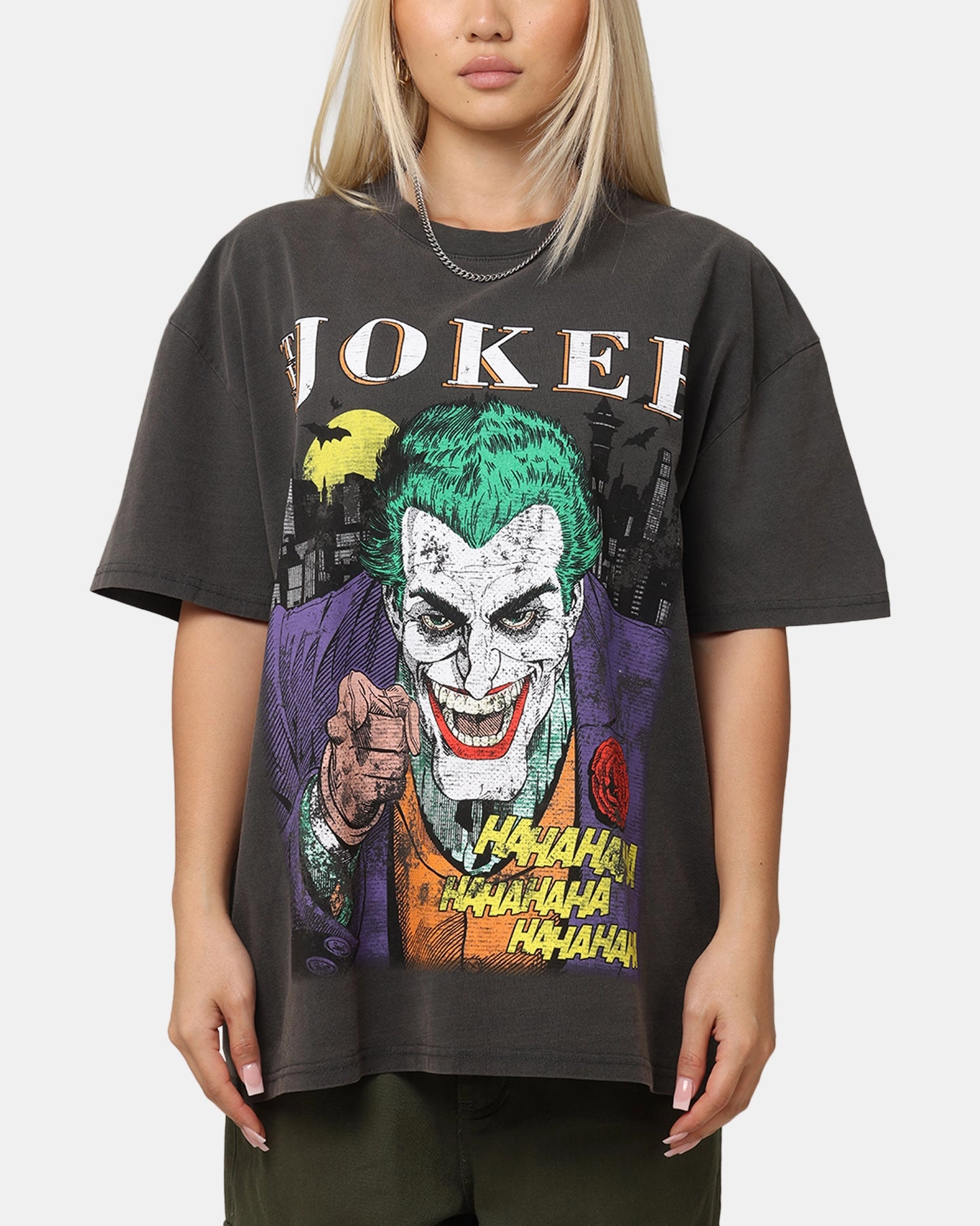 American Thrift X DC Batman The Joker Vote For Me Heavy T-Shirt Black Wash Breathable apparel Compact Stitch Pattern
