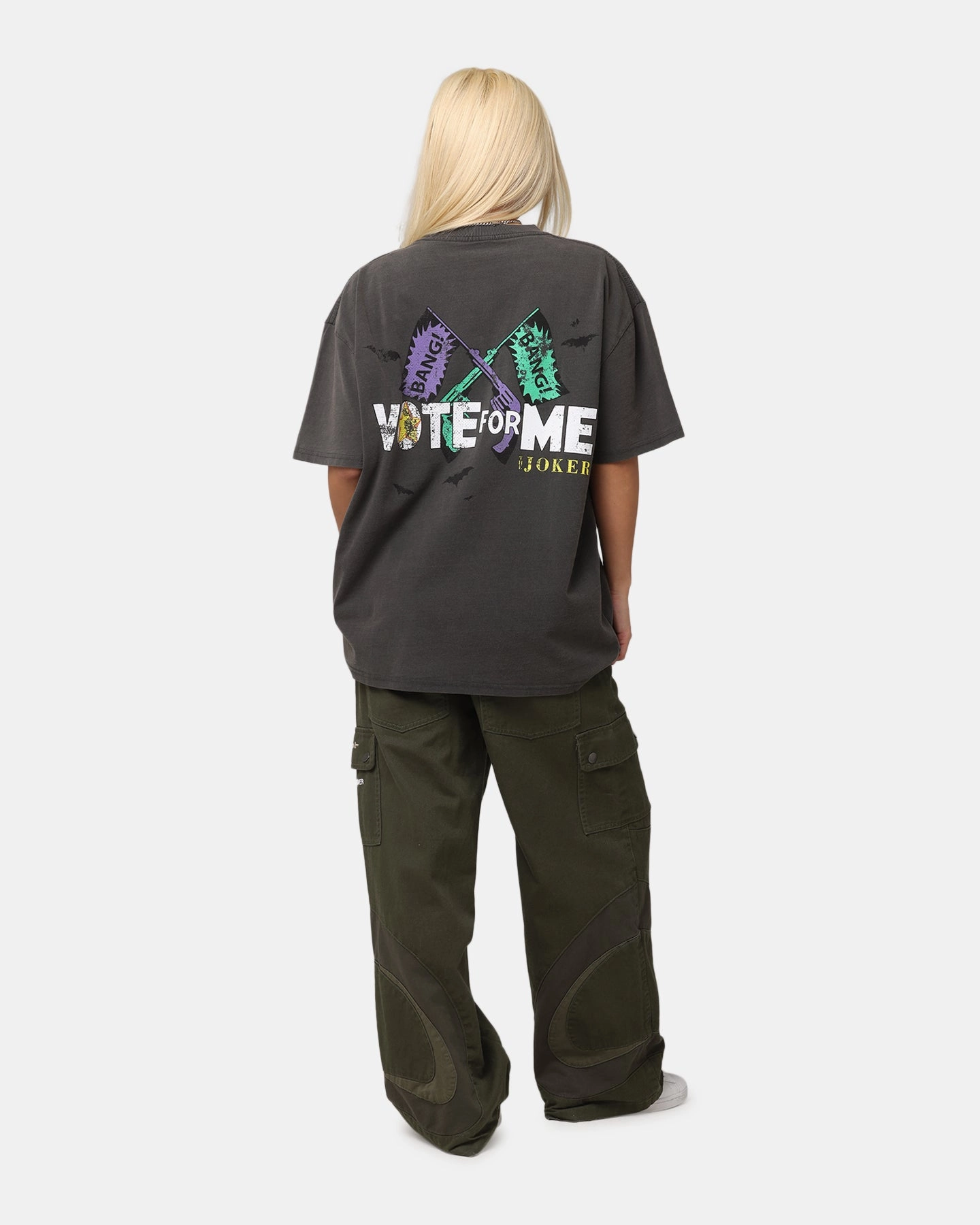 Versatile Fit American Thrift X DC Batman The Joker Vote For Me Heavy T-Shirt Black Wash