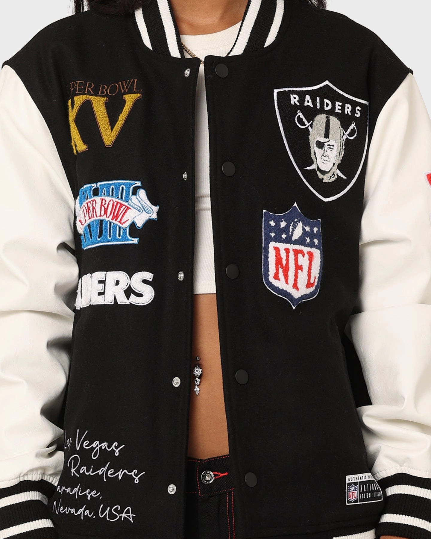 Outdoor Adventure Ornamental Majestic Athletic Las Vegas Raiders Multi Hit Jacket Black