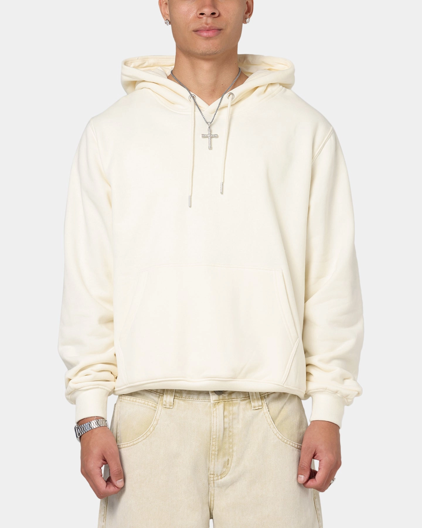 Faded Wash Effect Culture Kings Standard Hoodie Off White