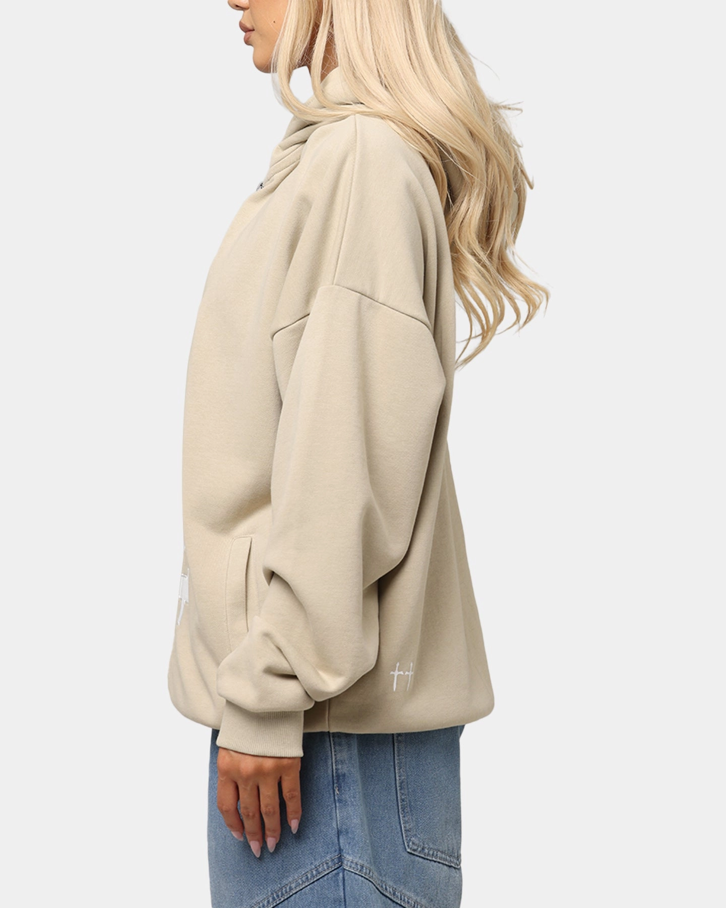 Zebra like Airport Lounge Saint Morta Gothic Distressed Zip Hoodie Stone