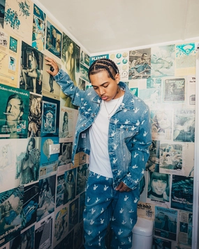 Quick Fit Stylish Design Playboy By CK Players Denim Jacket Vintage Blue