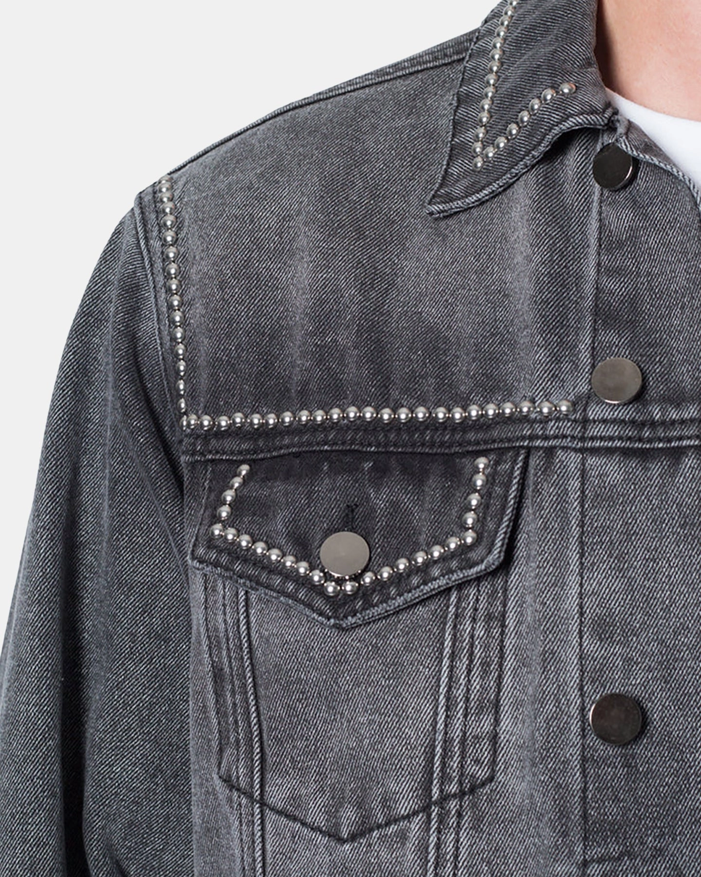 MNML Flat Studded Trucker Jacket Black Grow Evaluation