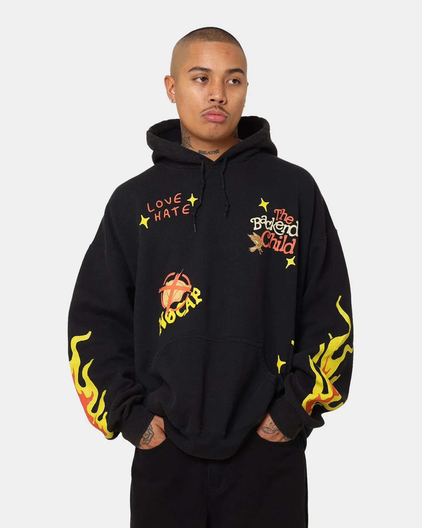 SoftLining Goat Crew All Over No Cap Vintage Hoodie Black Wash