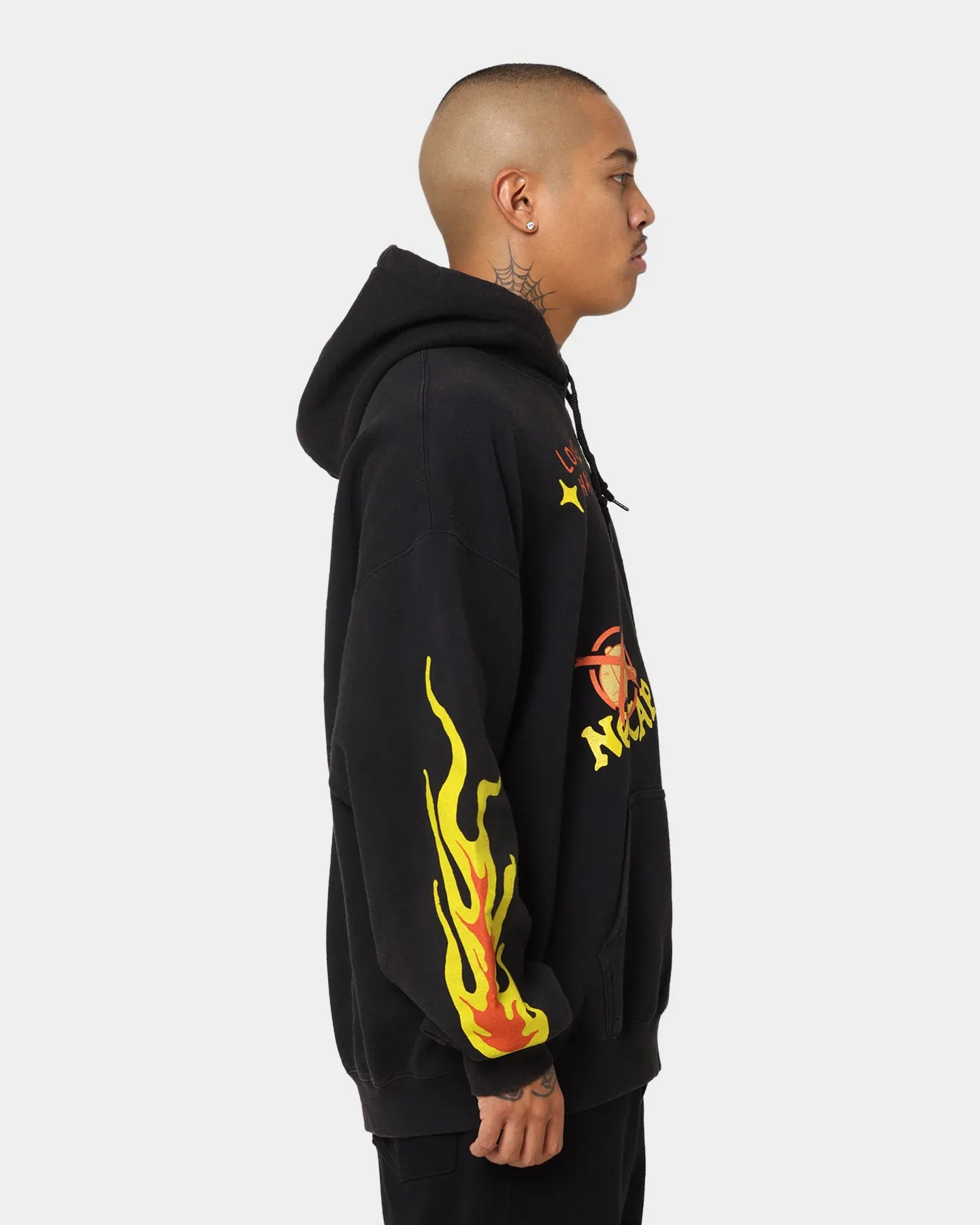 Goat Crew All Over No Cap Vintage Hoodie Black Wash Dual Zipper System