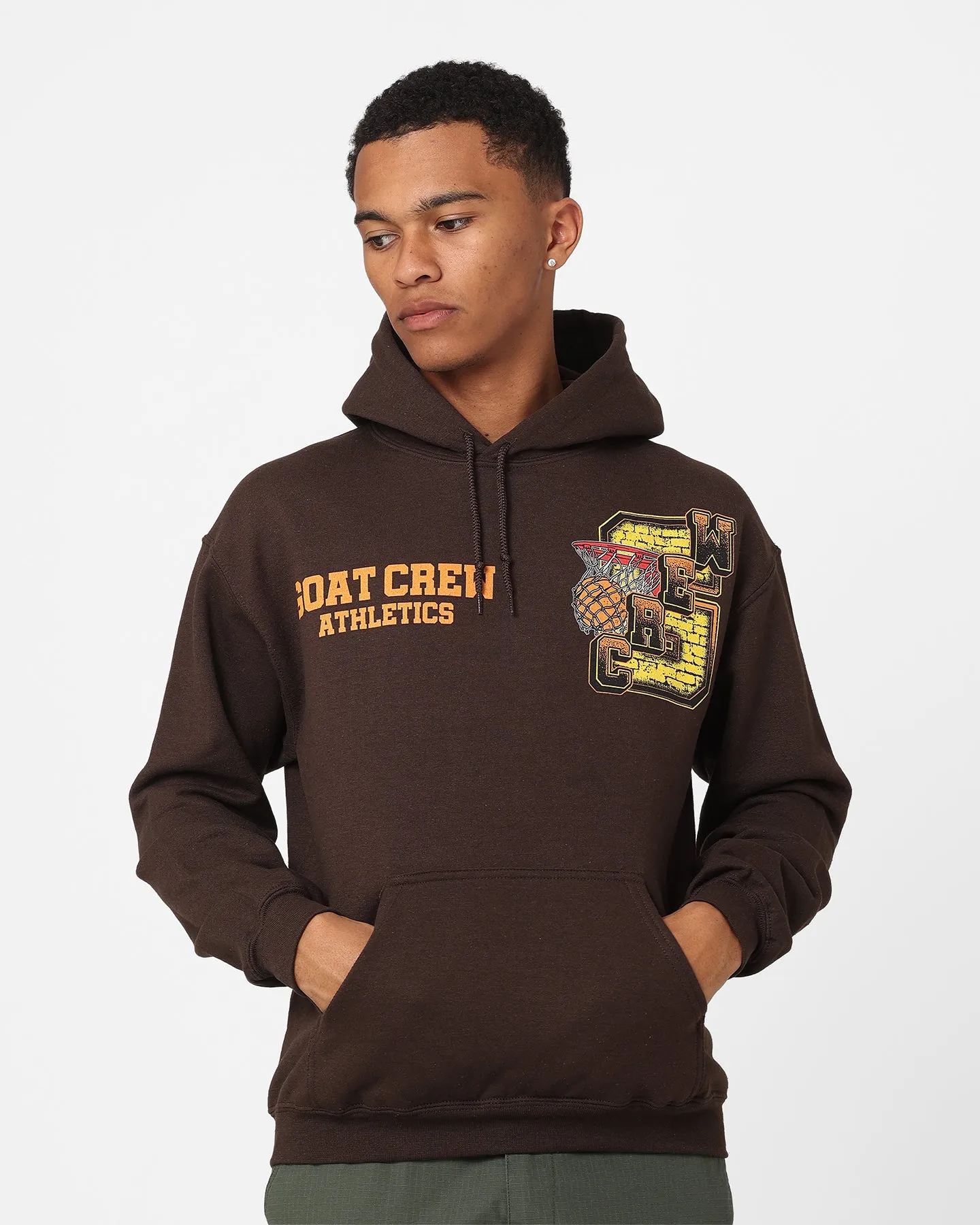 Goat Crew G.Crew Athletics Hoodie Brown Adjustable Hem
