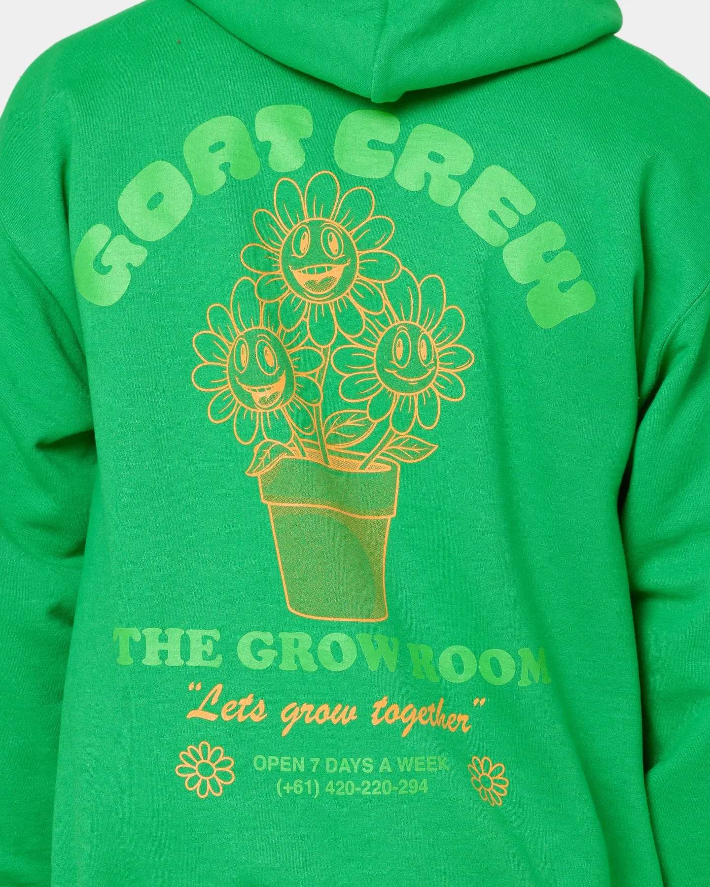 Goat Crew Grow Room Hoodie Green Diploma tag