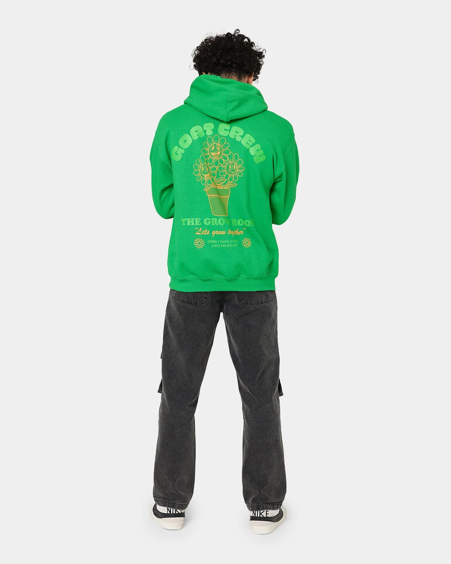 Seasonal Function Seamless Edging Goat Crew Grow Room Hoodie Green