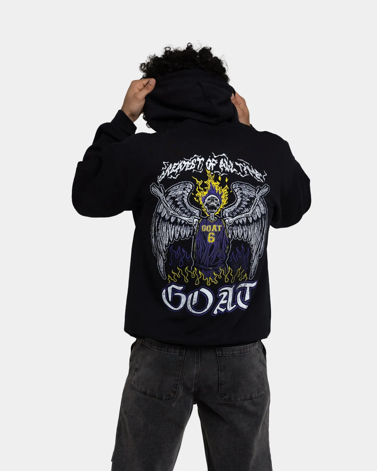 humid Goat Crew King Skeleton Hoodie Black