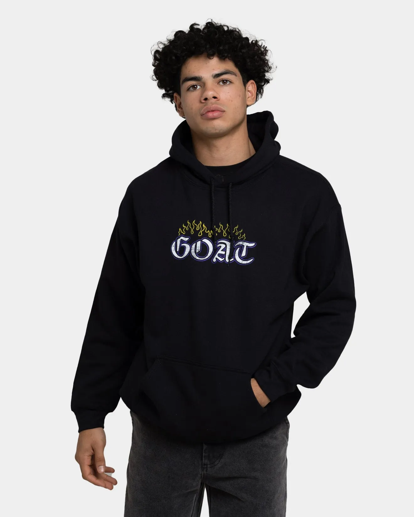 Lightweight Goat Crew King Skeleton Hoodie Black
