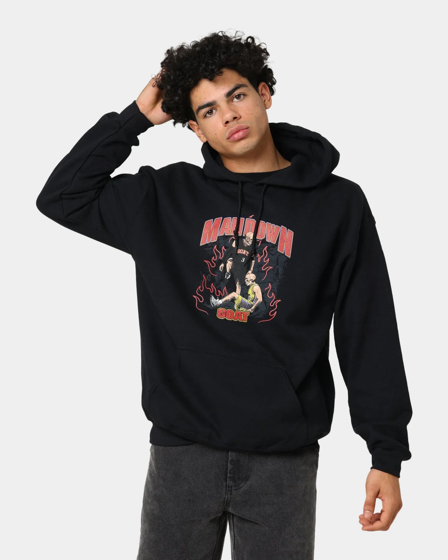 Goat Crew Man Down Hoodie Black Outdoor Layer