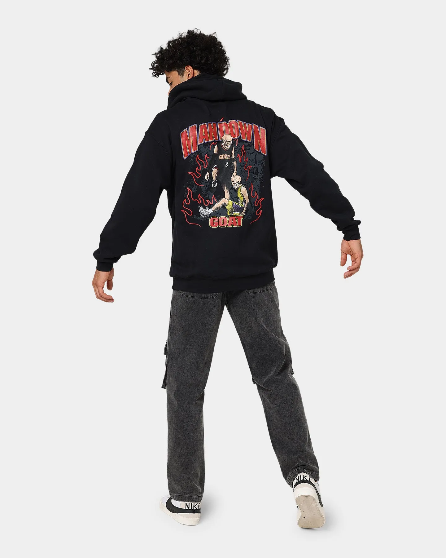 Stretch Fabric Goat Crew Man Down Hoodie Black