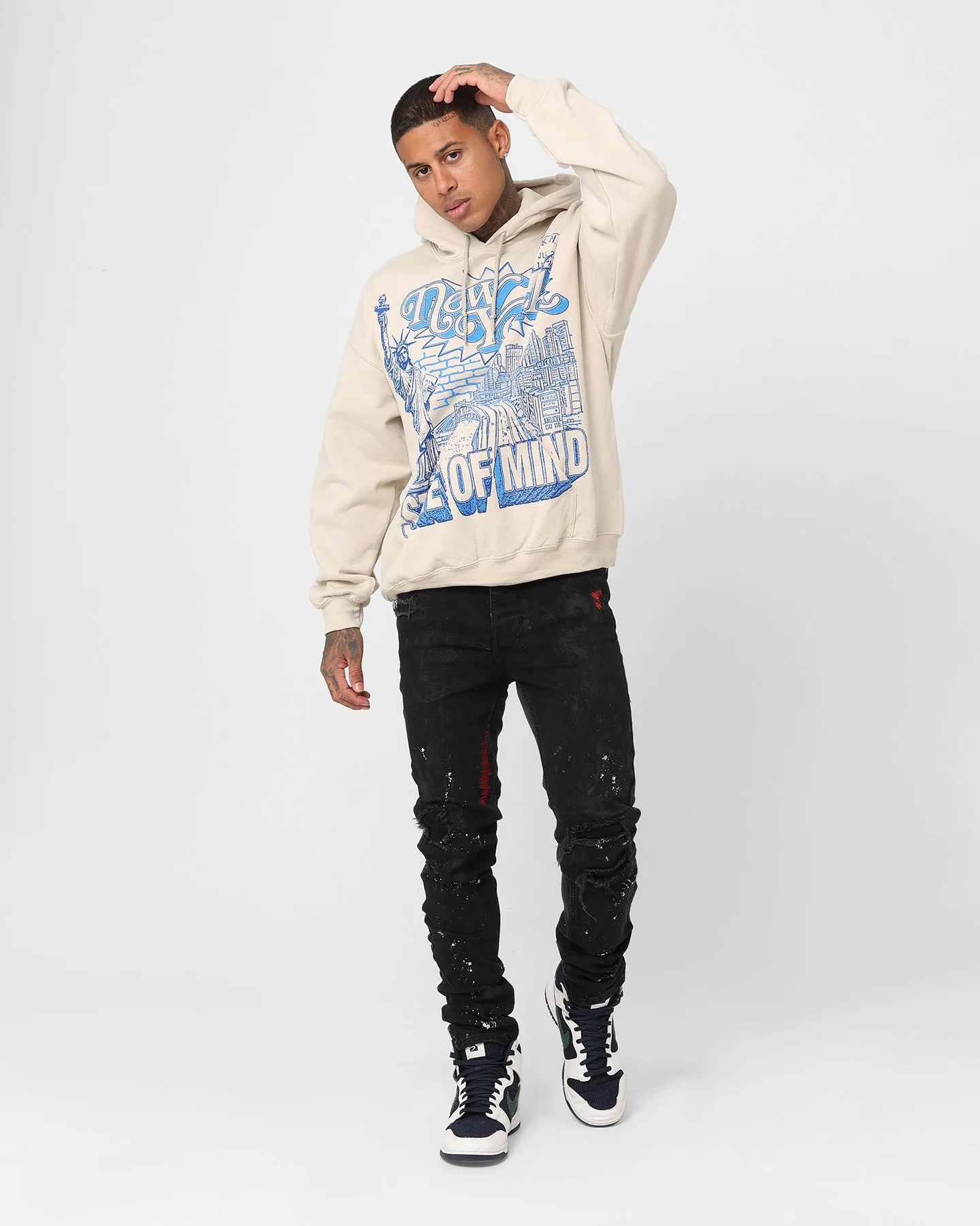 Goat Crew New York Mindset Hoodie Sand Silicone Grip Trim Solid