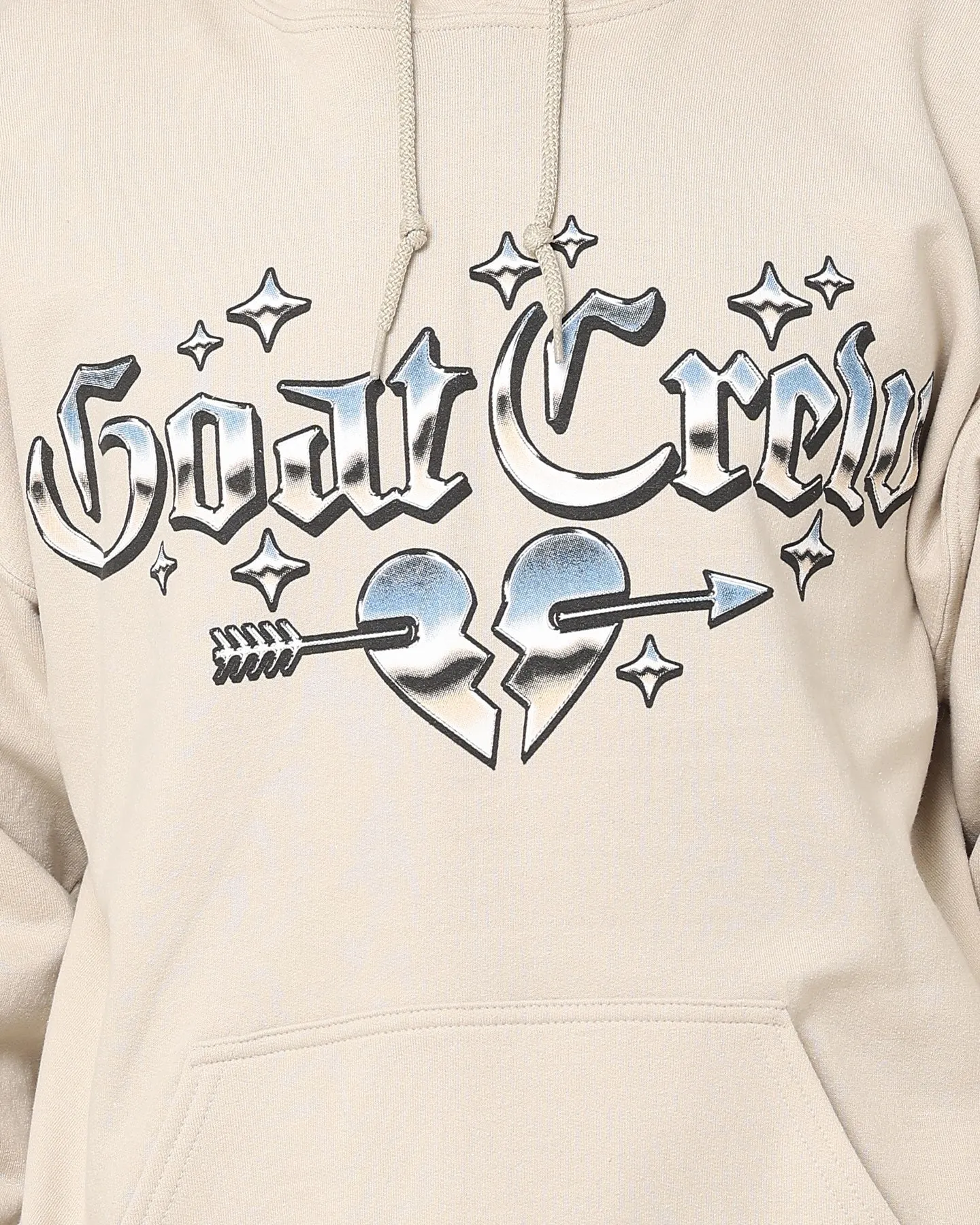 bar PaddedShoulders Goat Crew No Love Hoodie Stone/Wheat