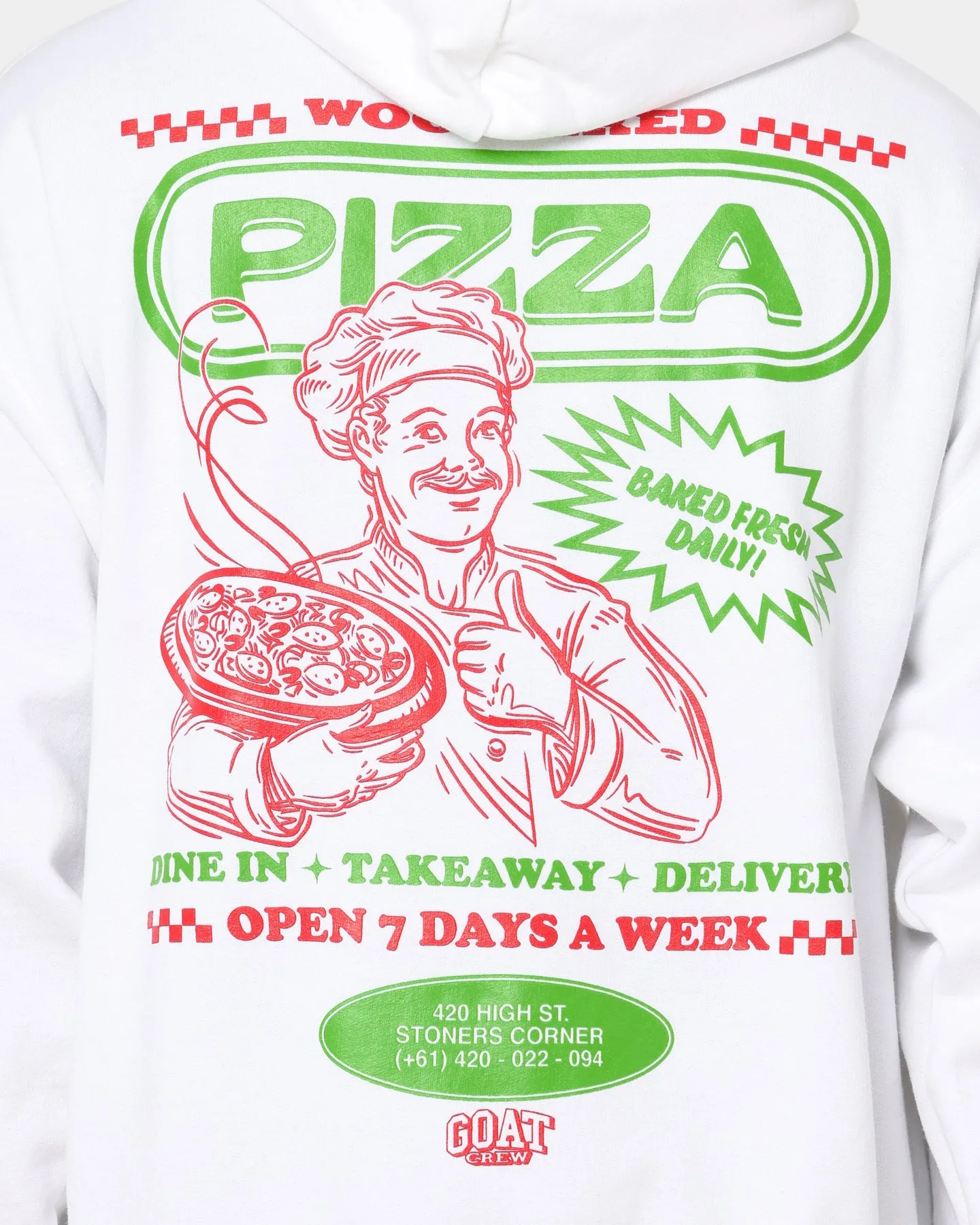 Goat Crew Pizza Shop Hoodie White File