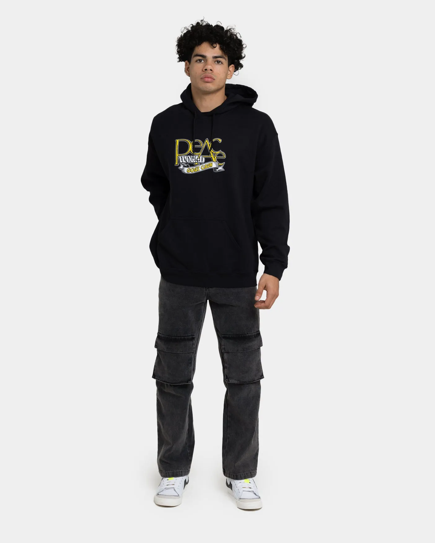 Goat Crew World Peace Hoodie Black Abrasion Resistant Surface Linen