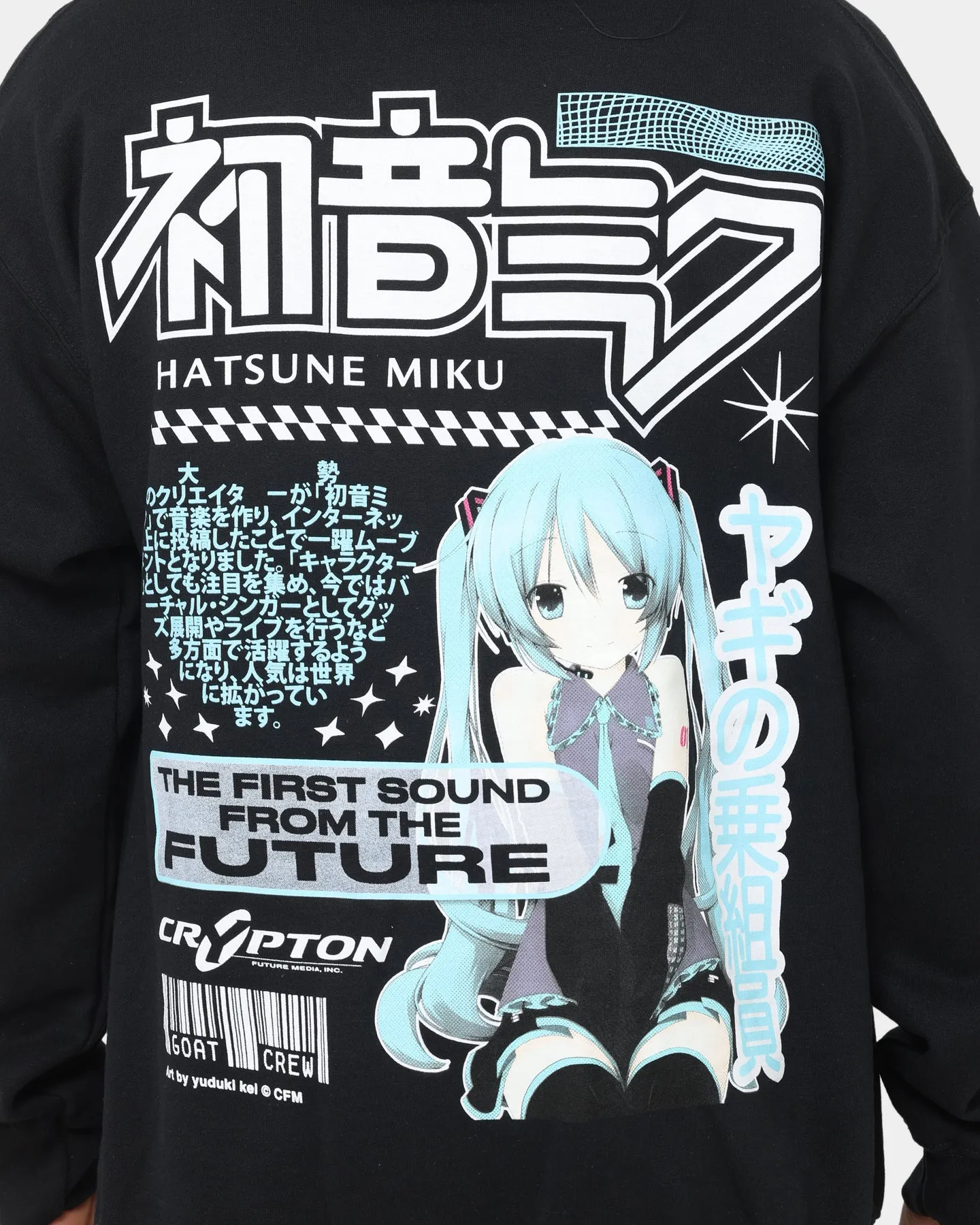 Goat Crew X Hatsune Miku Future Sound Hoodie Black Adjustable Drawstrings Black