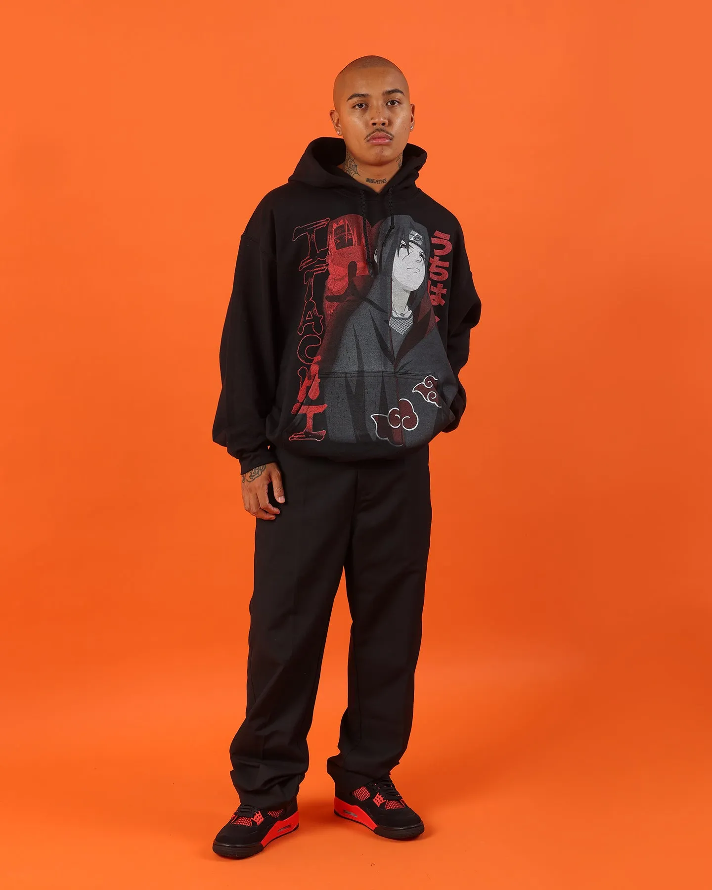 See Reflective Piping Goat Crew X Naruto Itachi Hoodie Black