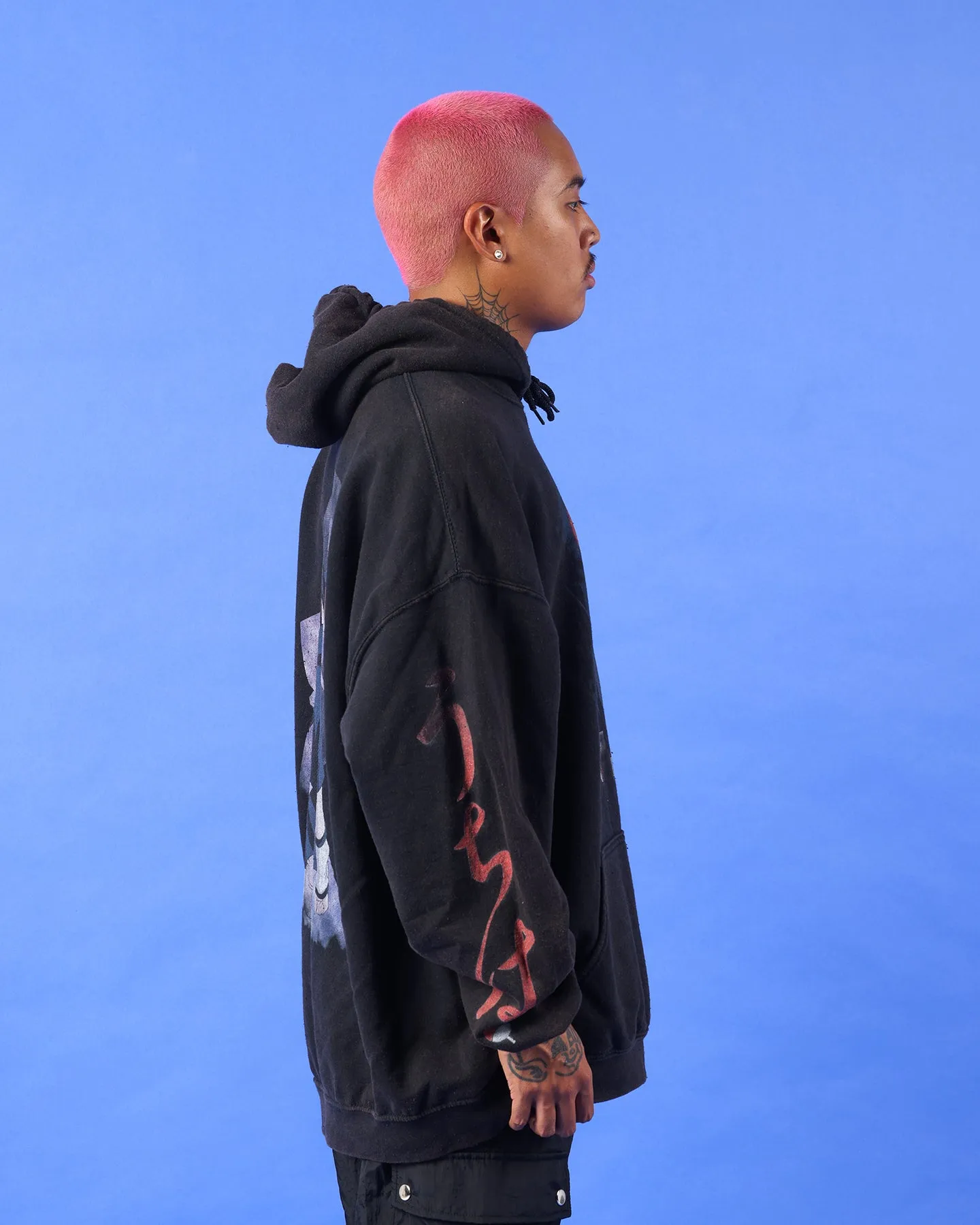 Layer Comfort waist length Goat Crew X Naruto Uchiha Vintage Hoodie Black Wash